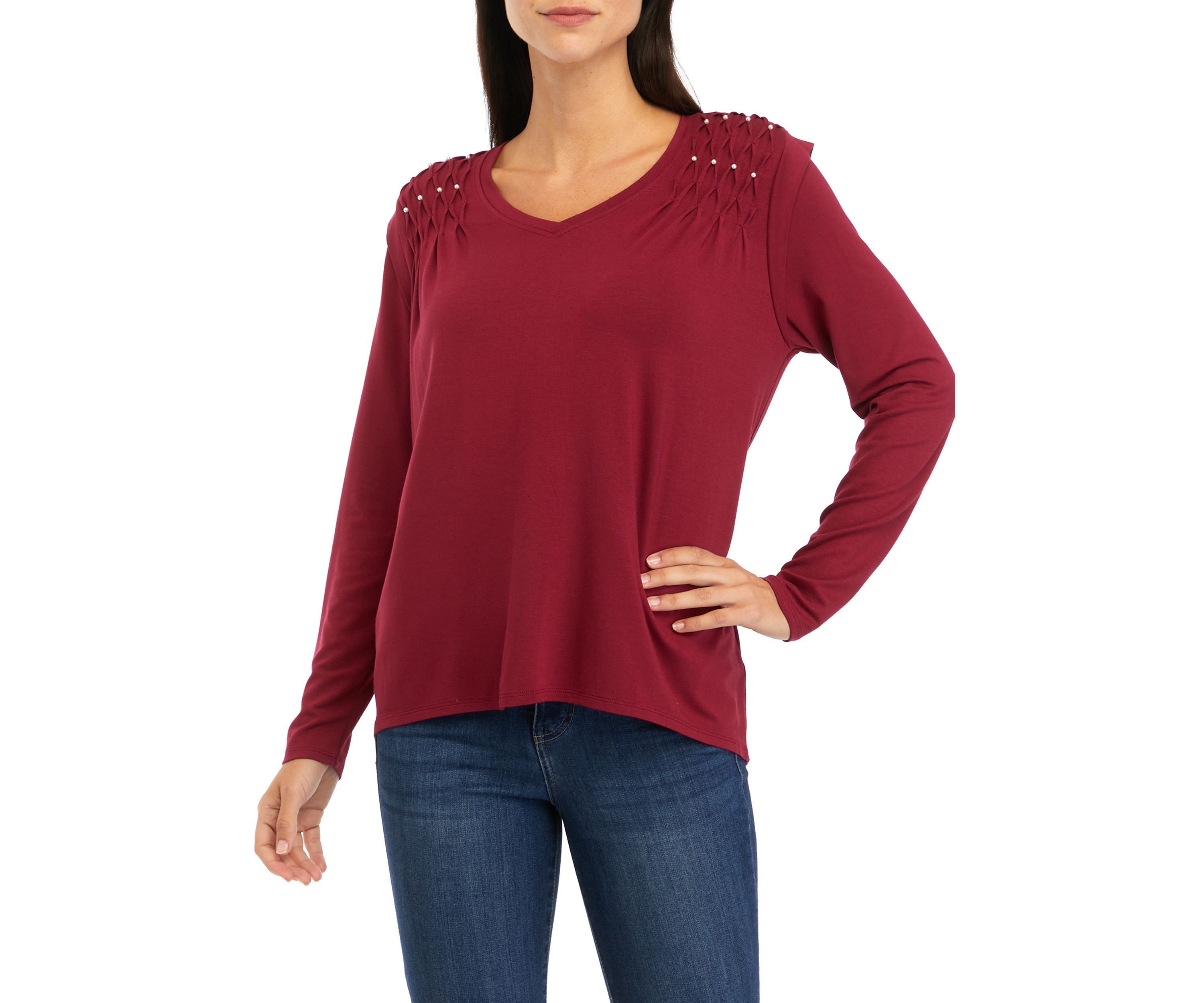 Womens Lace Trim Blouse
