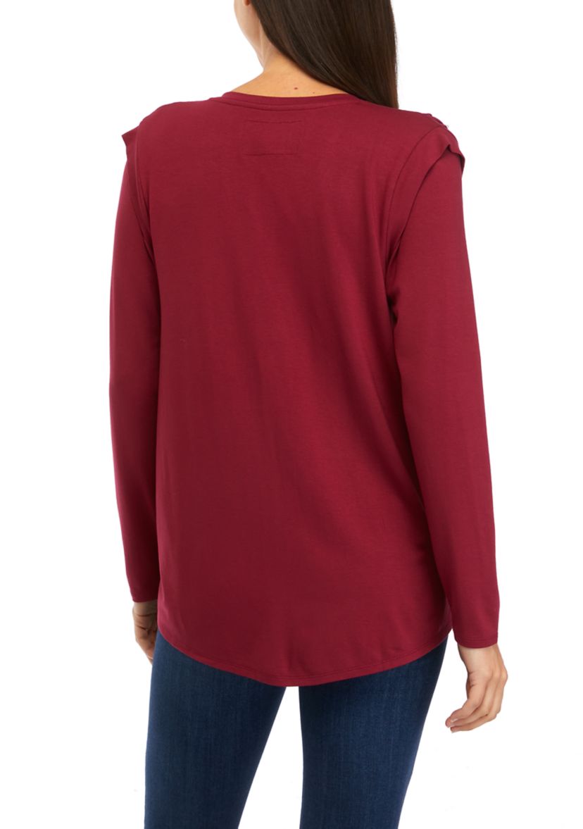 Womens Lace Trim Blouse