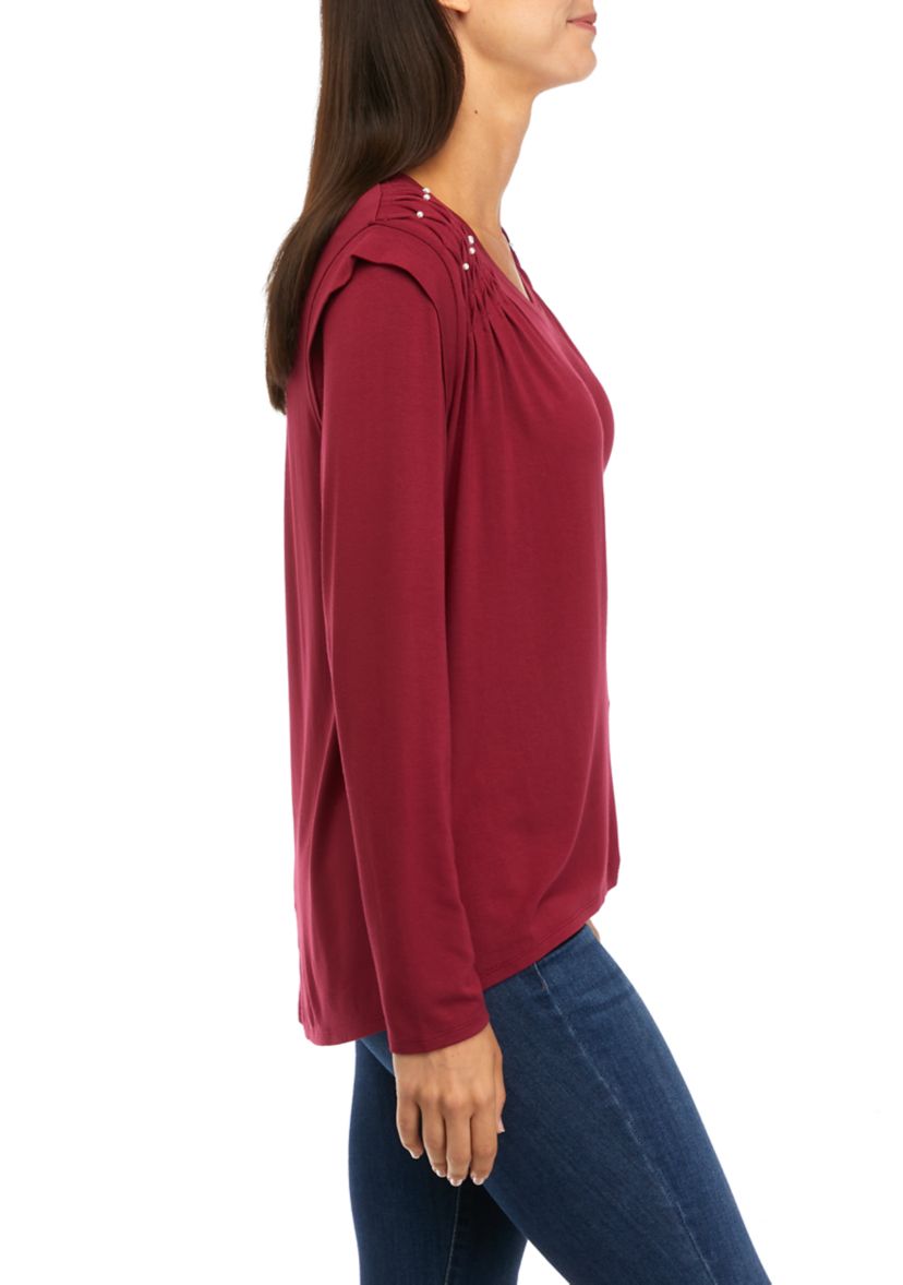 Womens Lace Trim Blouse