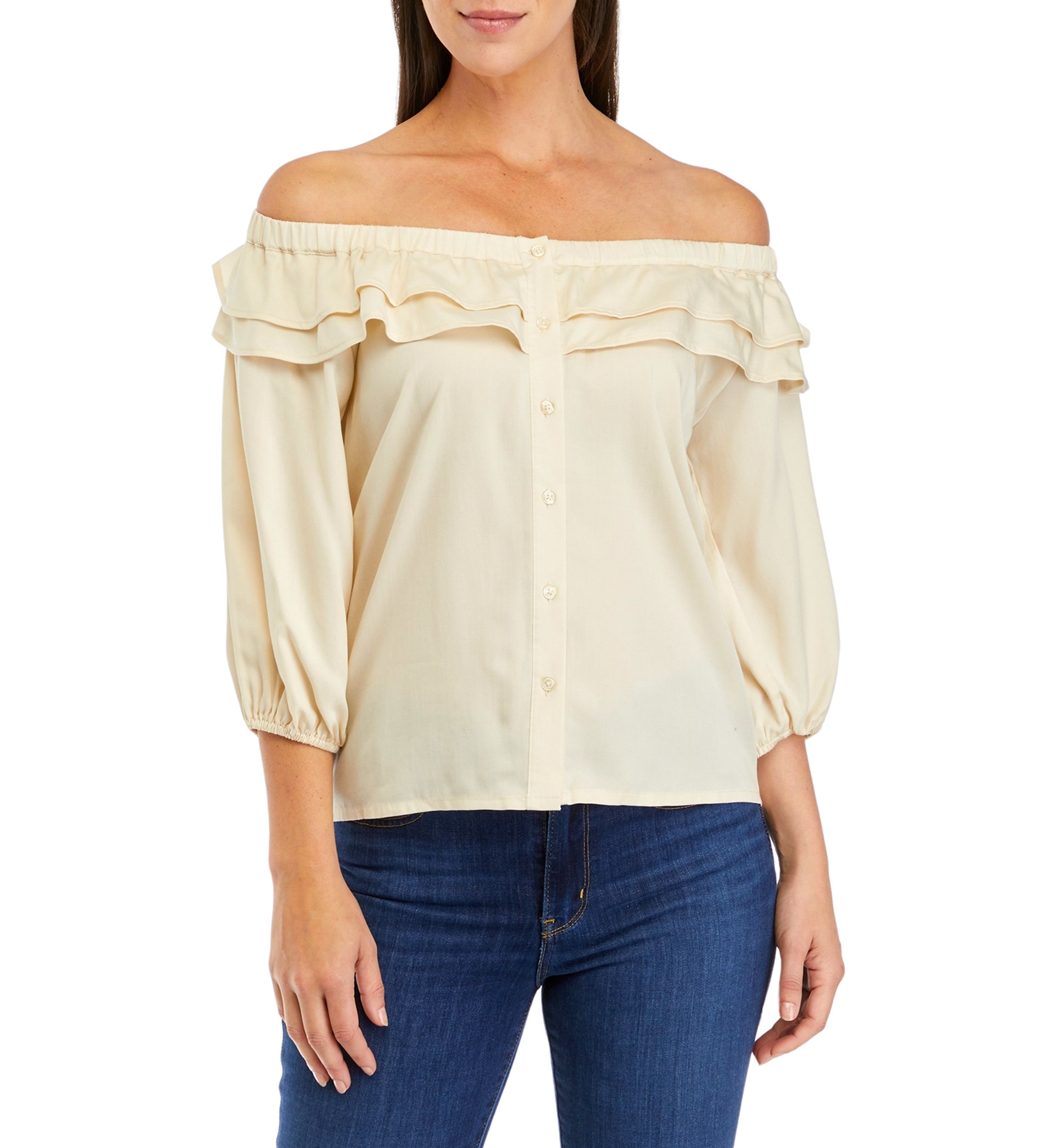Womens Off the Shoulder Double Tier Top