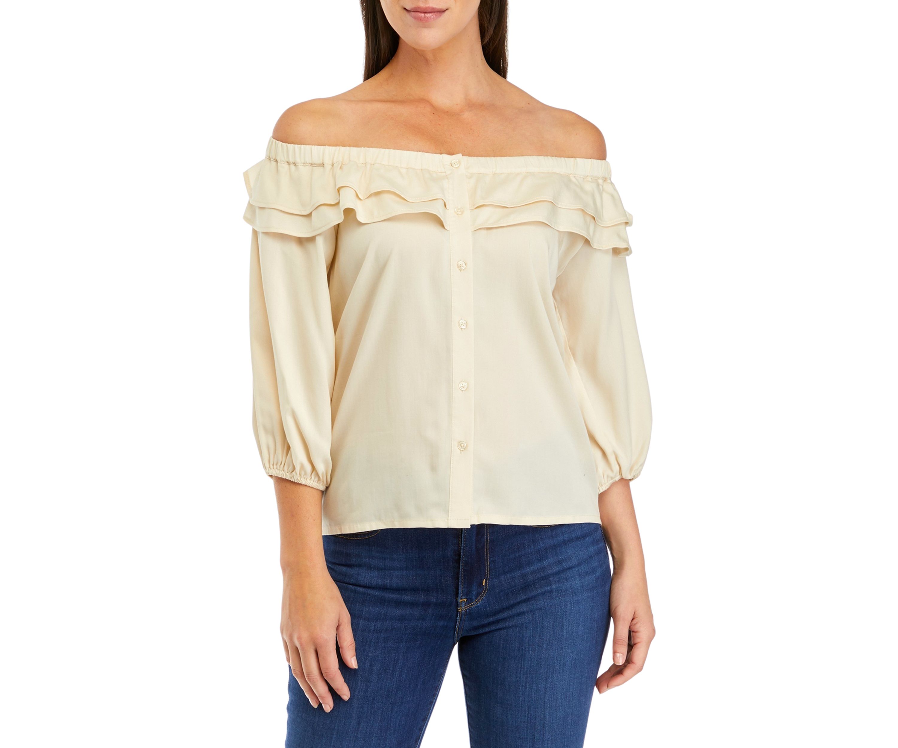Womens Off the Shoulder Double Tier Top