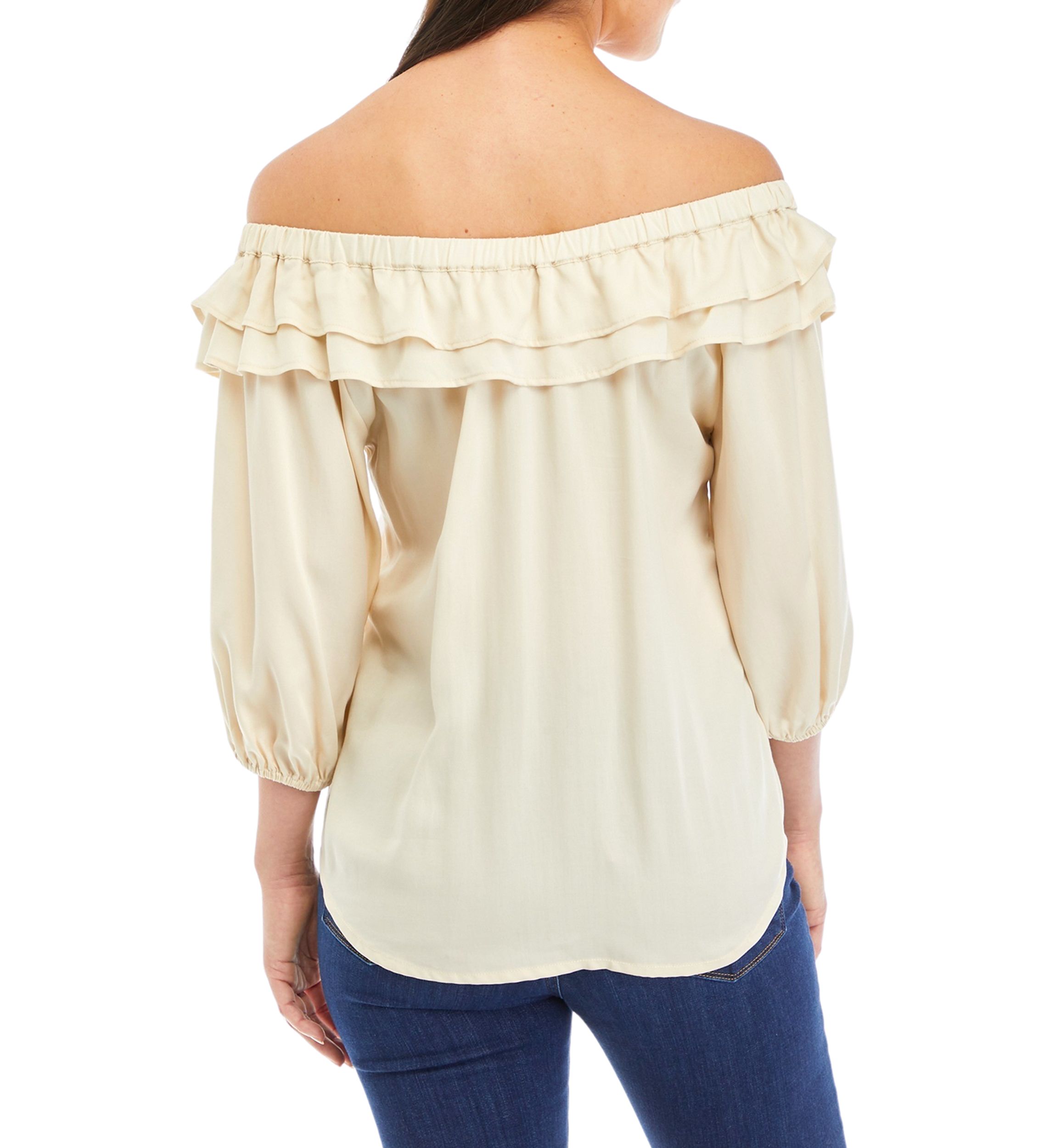 Womens Off the Shoulder Double Tier Top
