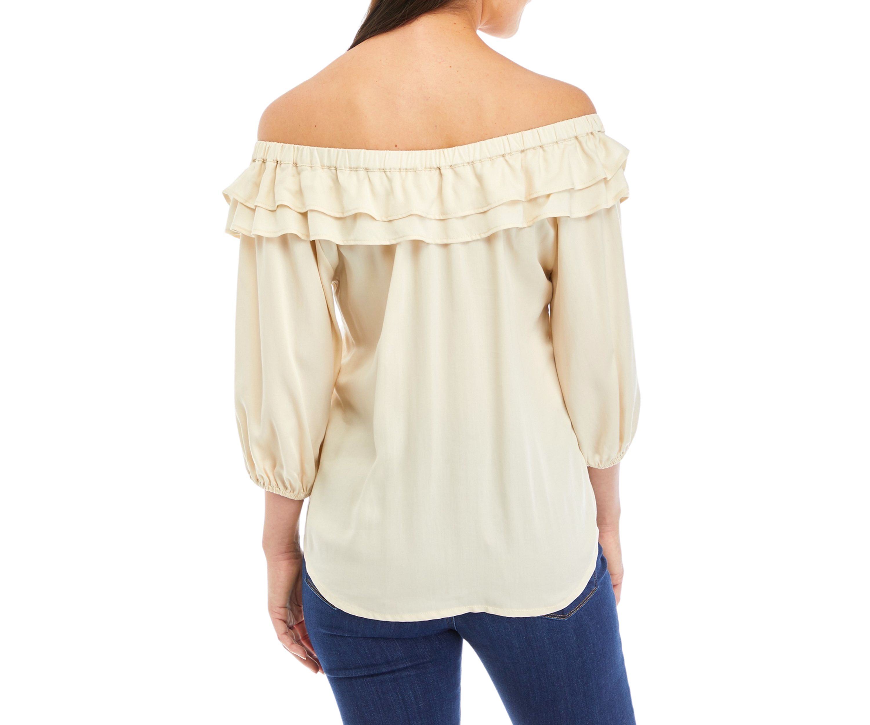 Womens Off the Shoulder Double Tier Top