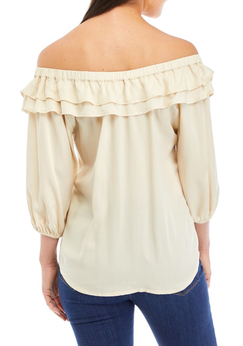 Womens Off the Shoulder Double Tier Top