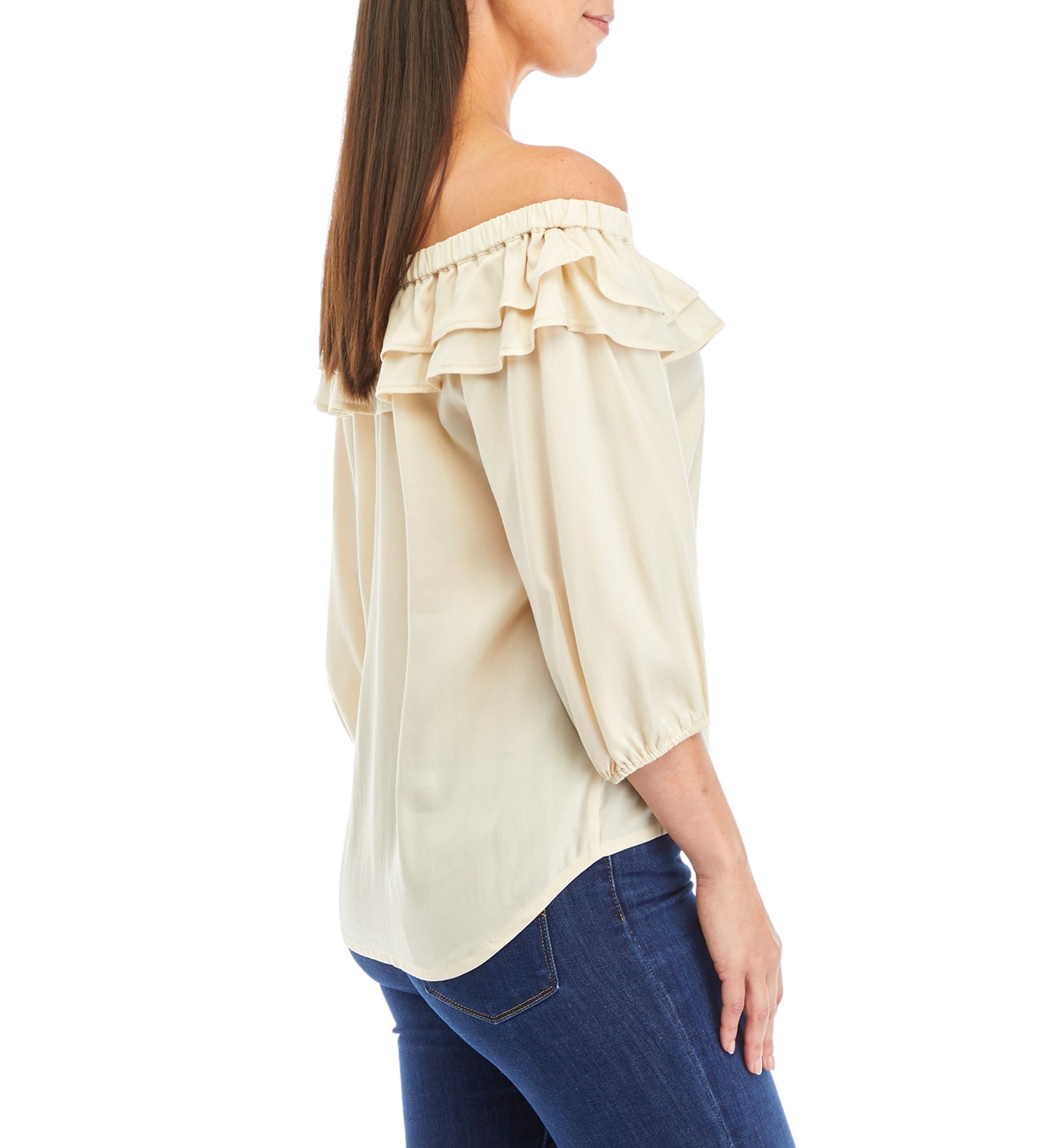 Womens Off the Shoulder Double Tier Top