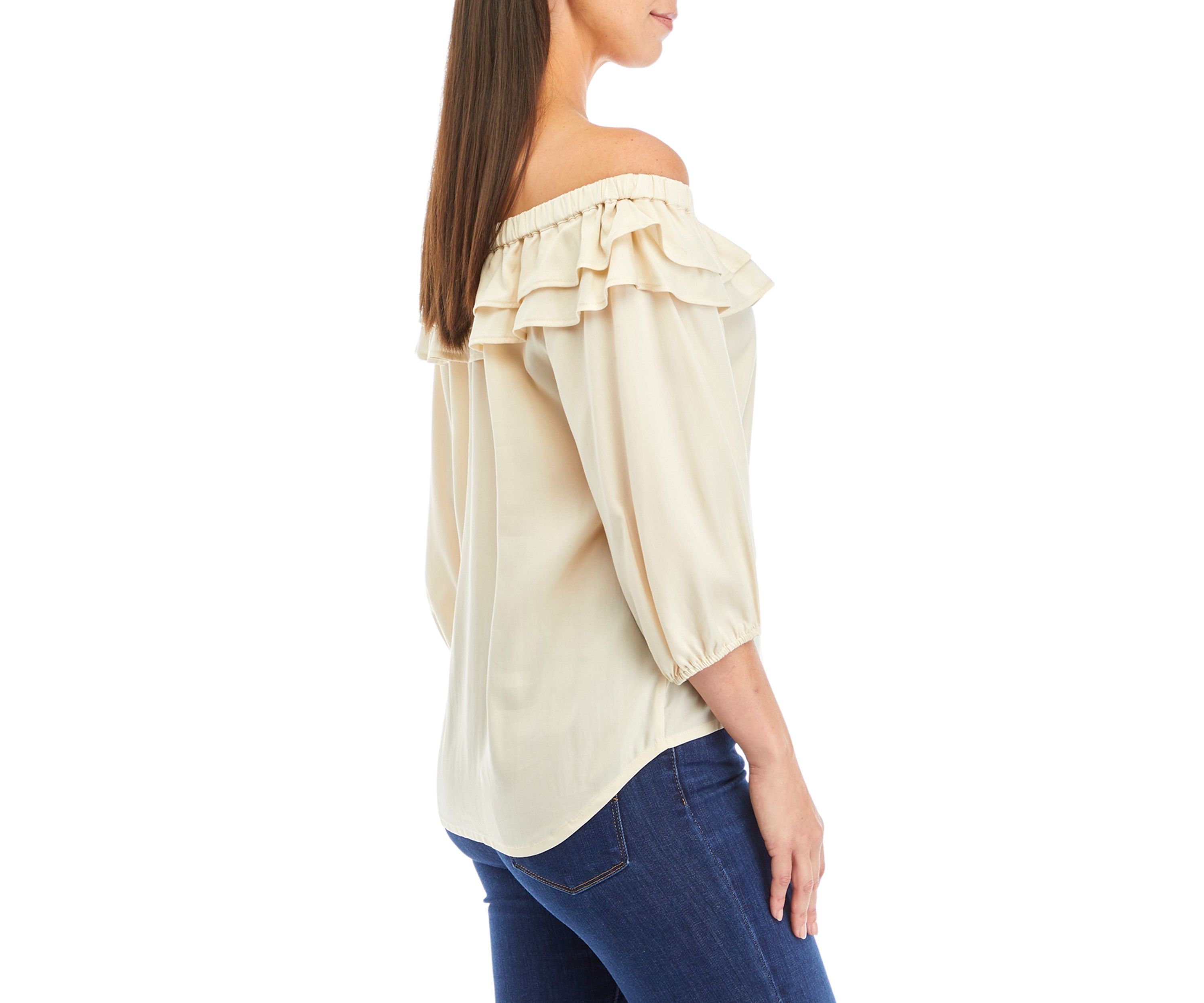 Womens Off the Shoulder Double Tier Top