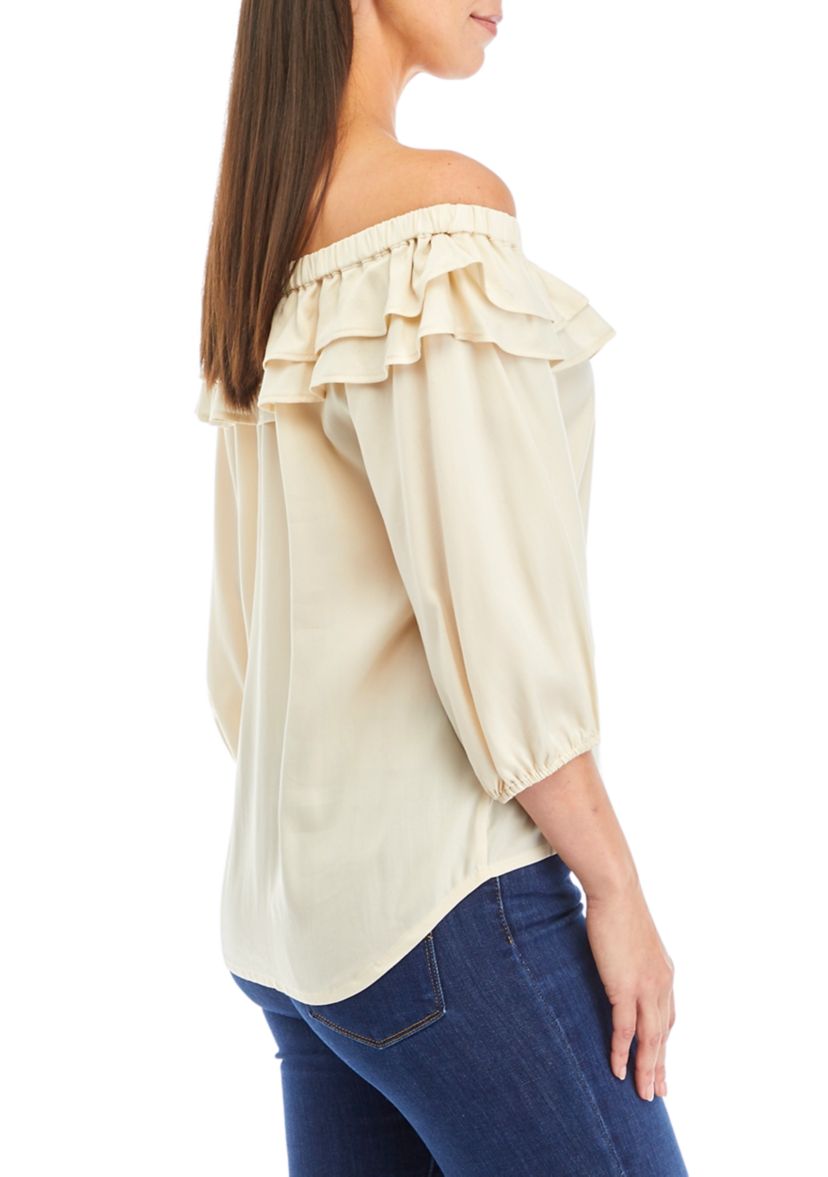 Womens Off the Shoulder Double Tier Top