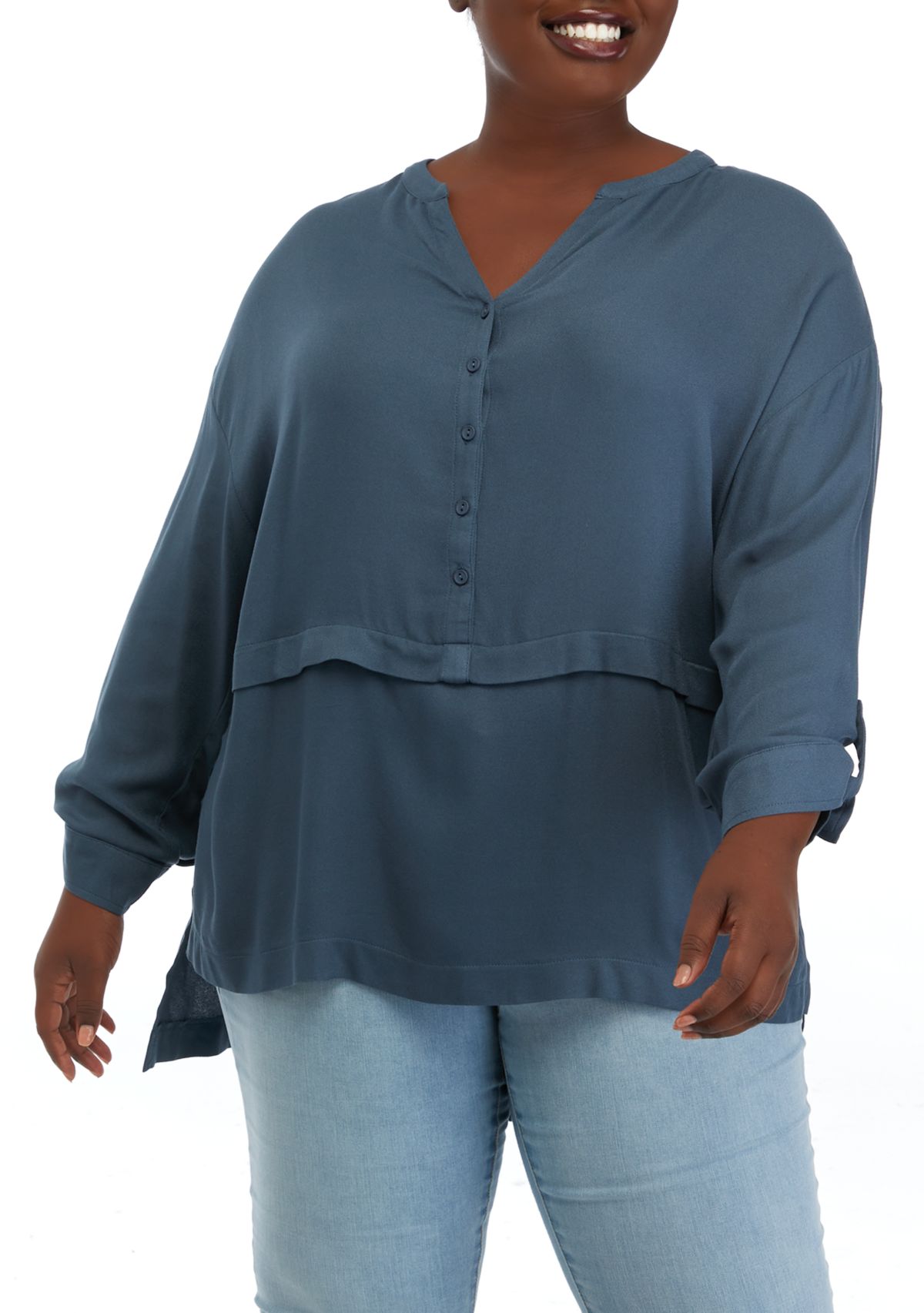 Plus Size Roll Tab Tunic Top 