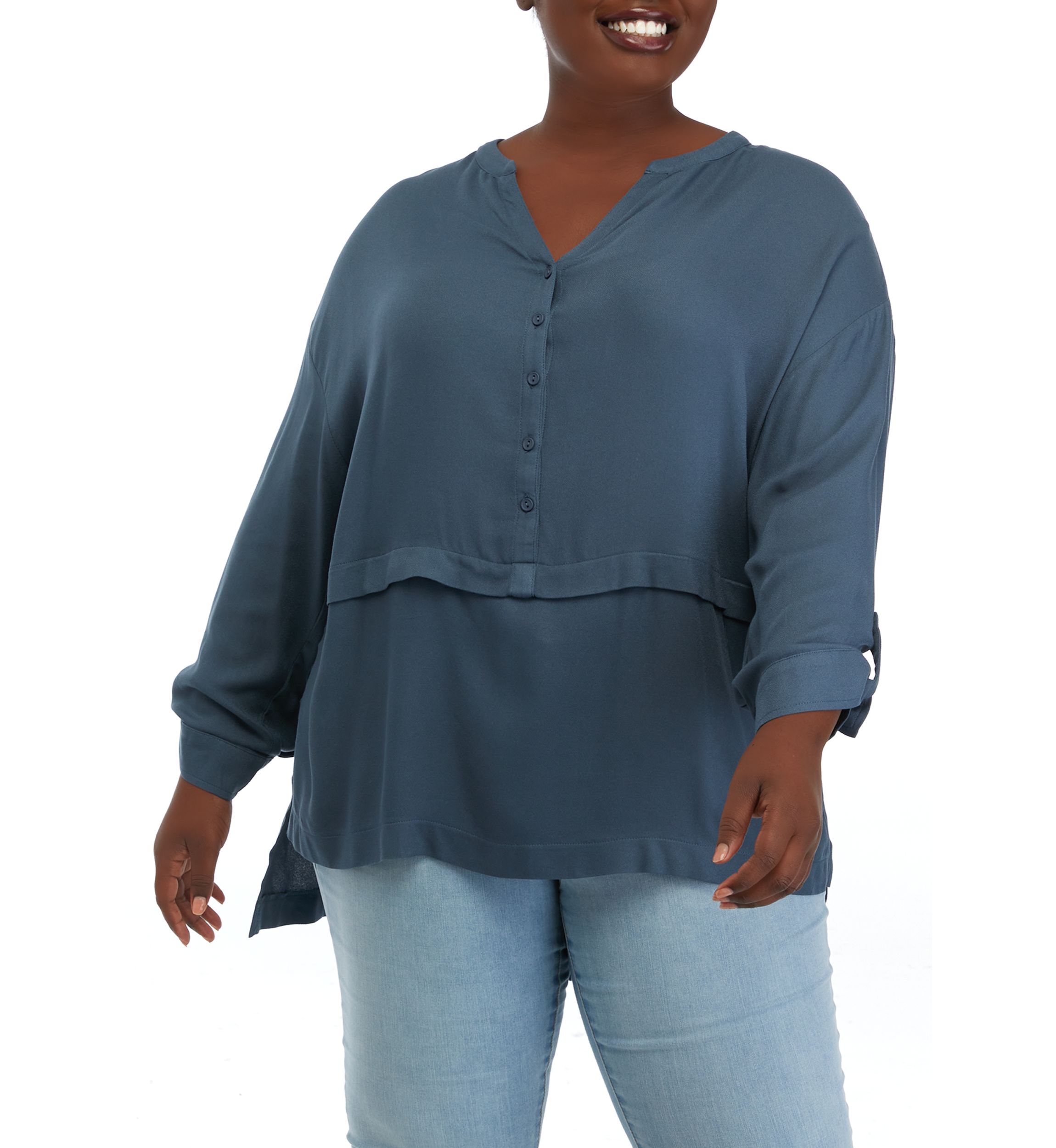 Plus Size Roll Tab Tunic Top 