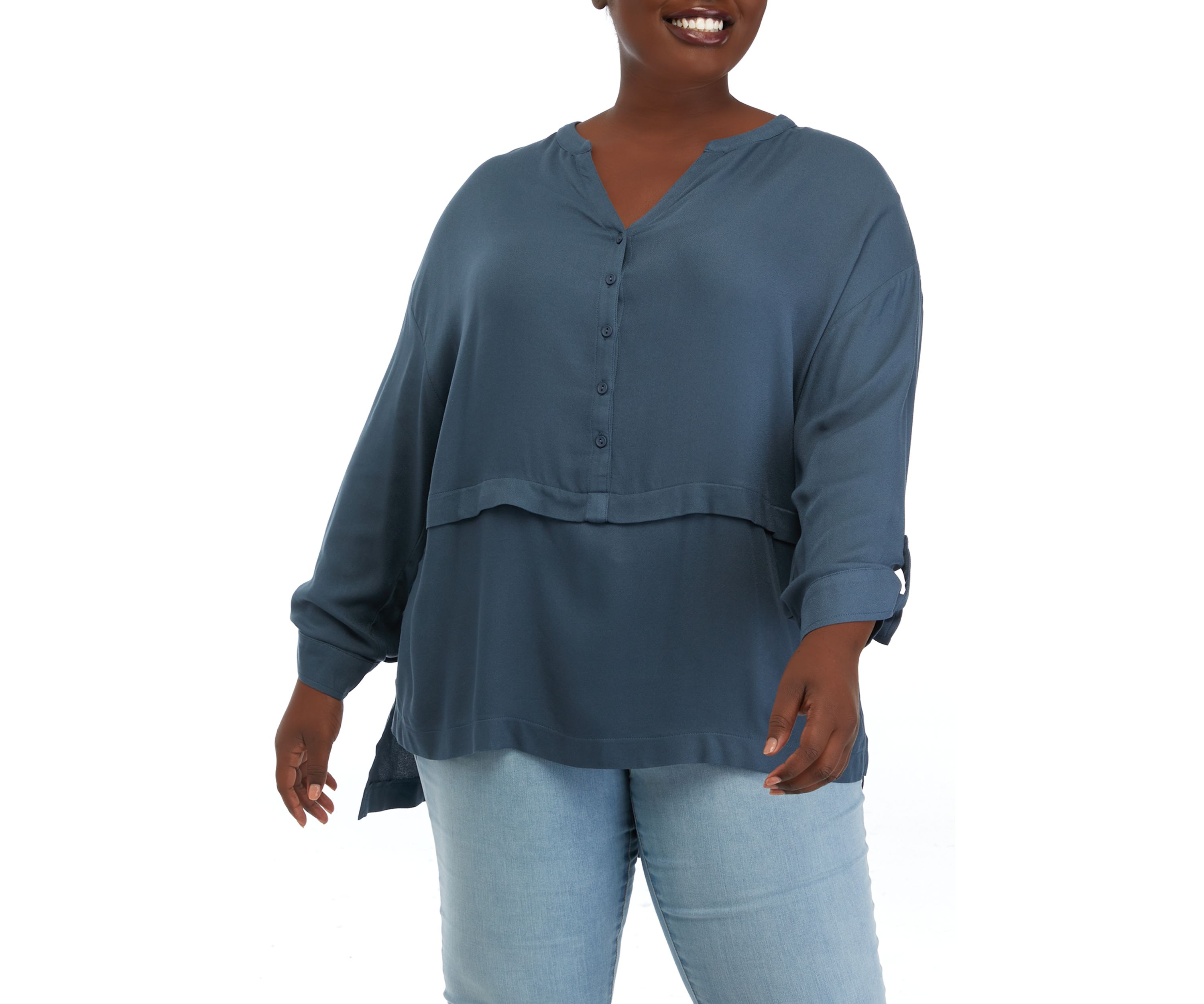Plus Size Roll Tab Tunic Top 