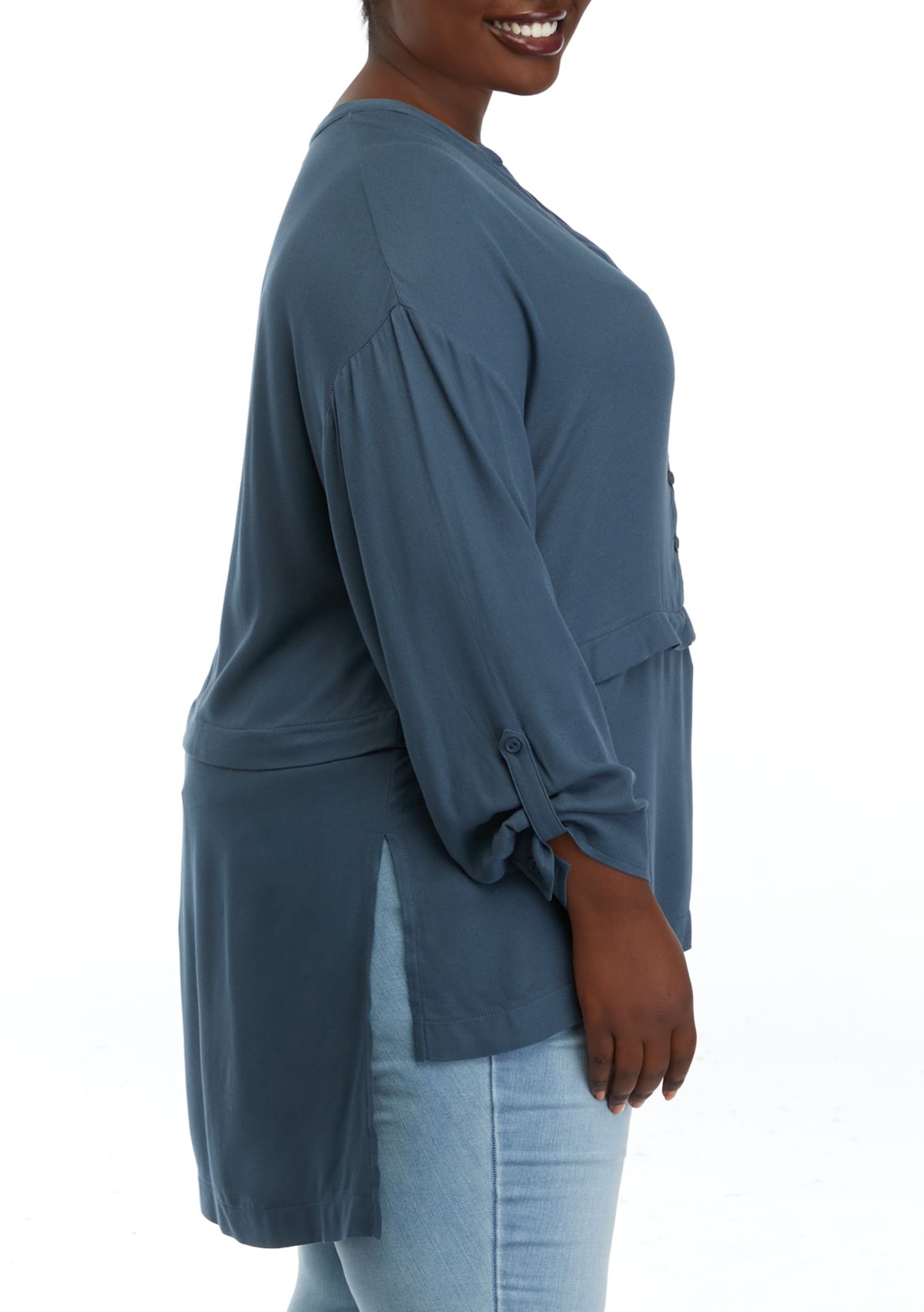 Plus Size Roll Tab Tunic Top 
