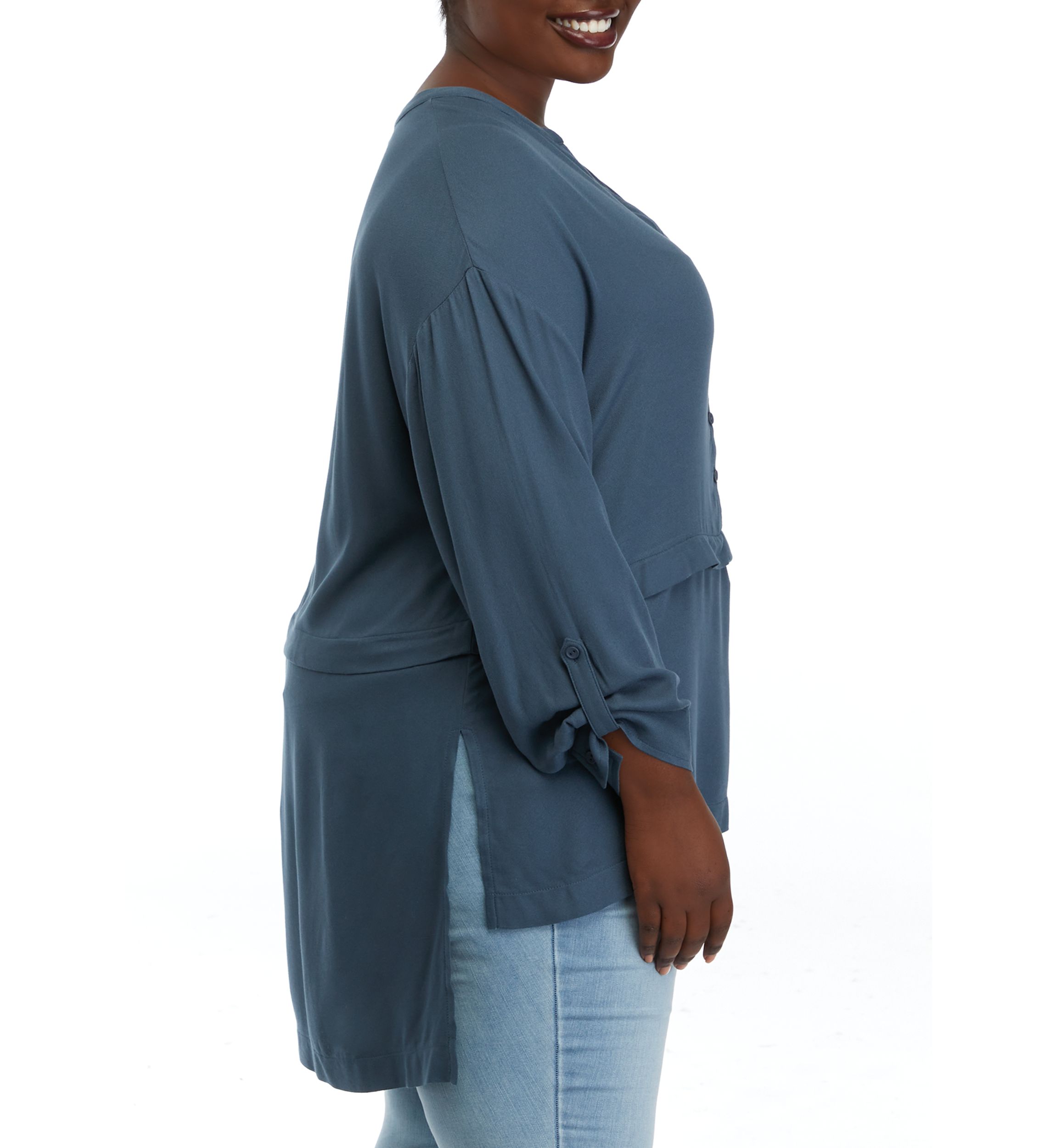 Plus Size Roll Tab Tunic Top 