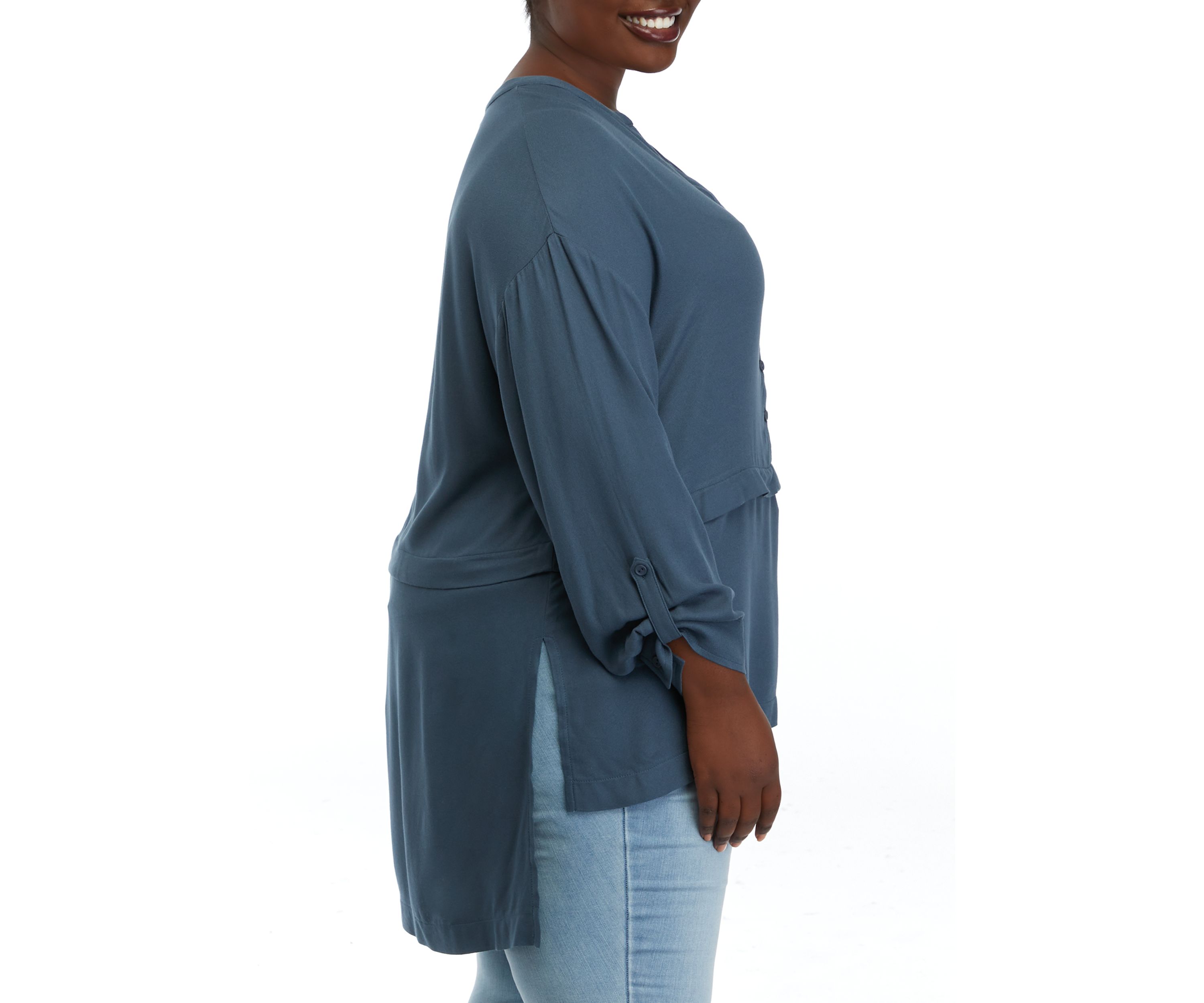 Plus Size Roll Tab Tunic Top 