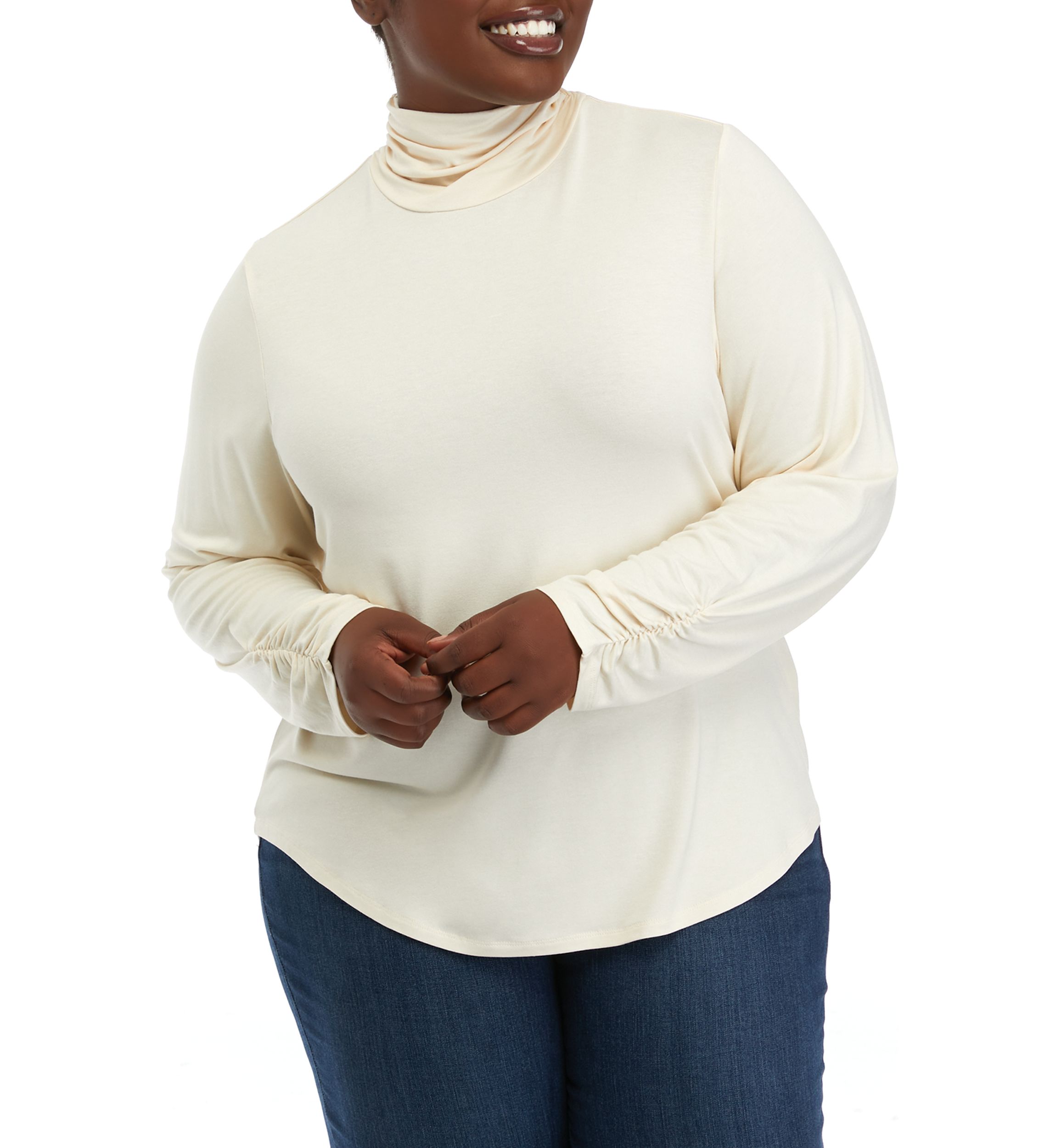 Plus Size Crepe Turtleneck Top