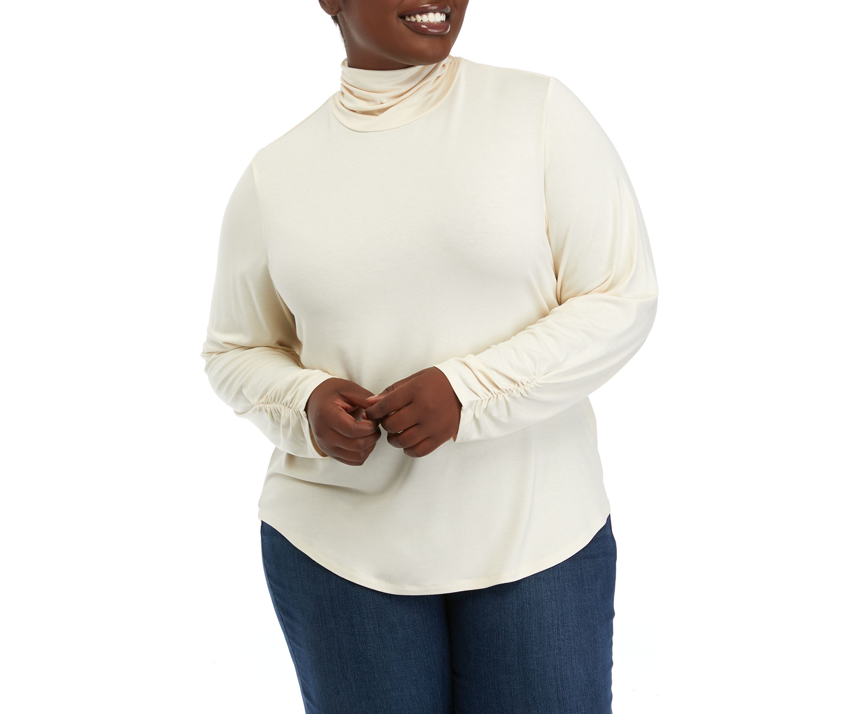 Plus Size Crepe Turtleneck Top