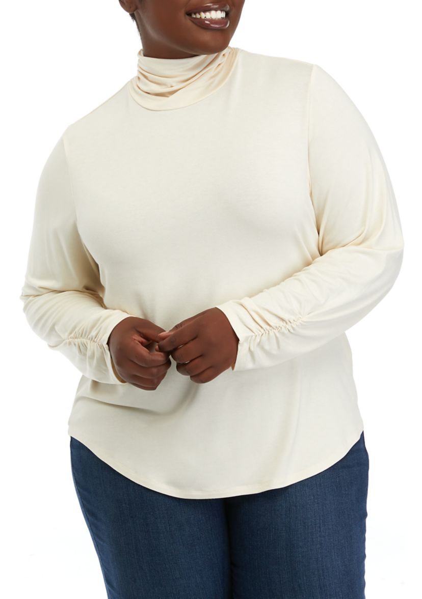 Plus Size Crepe Turtleneck Top