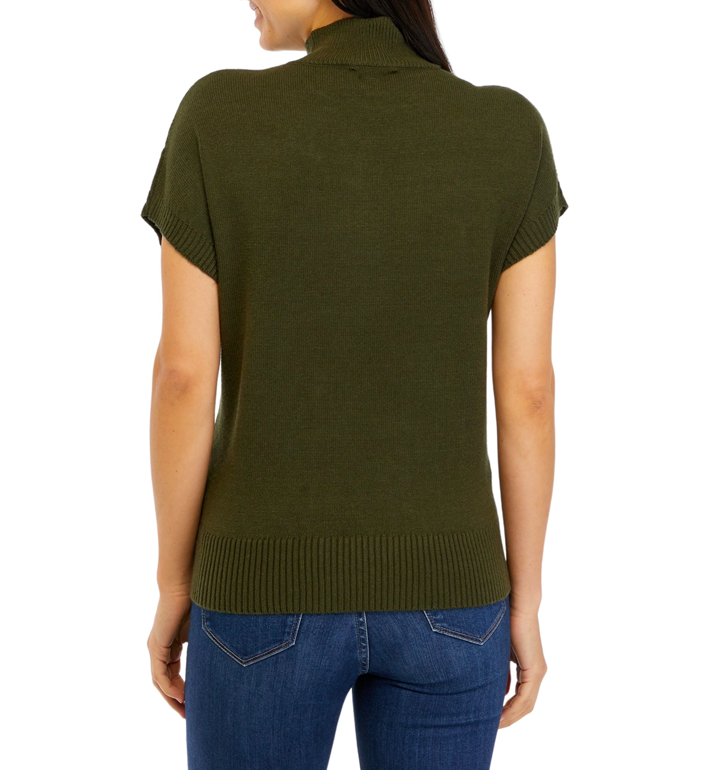 Womens Stitch Block Mock Neck Sweater