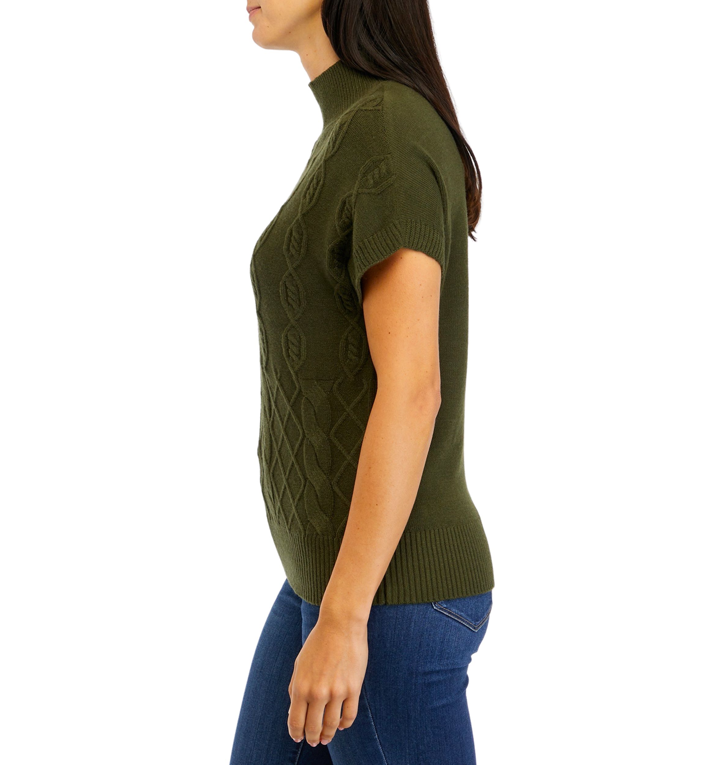Womens Stitch Block Mock Neck Sweater