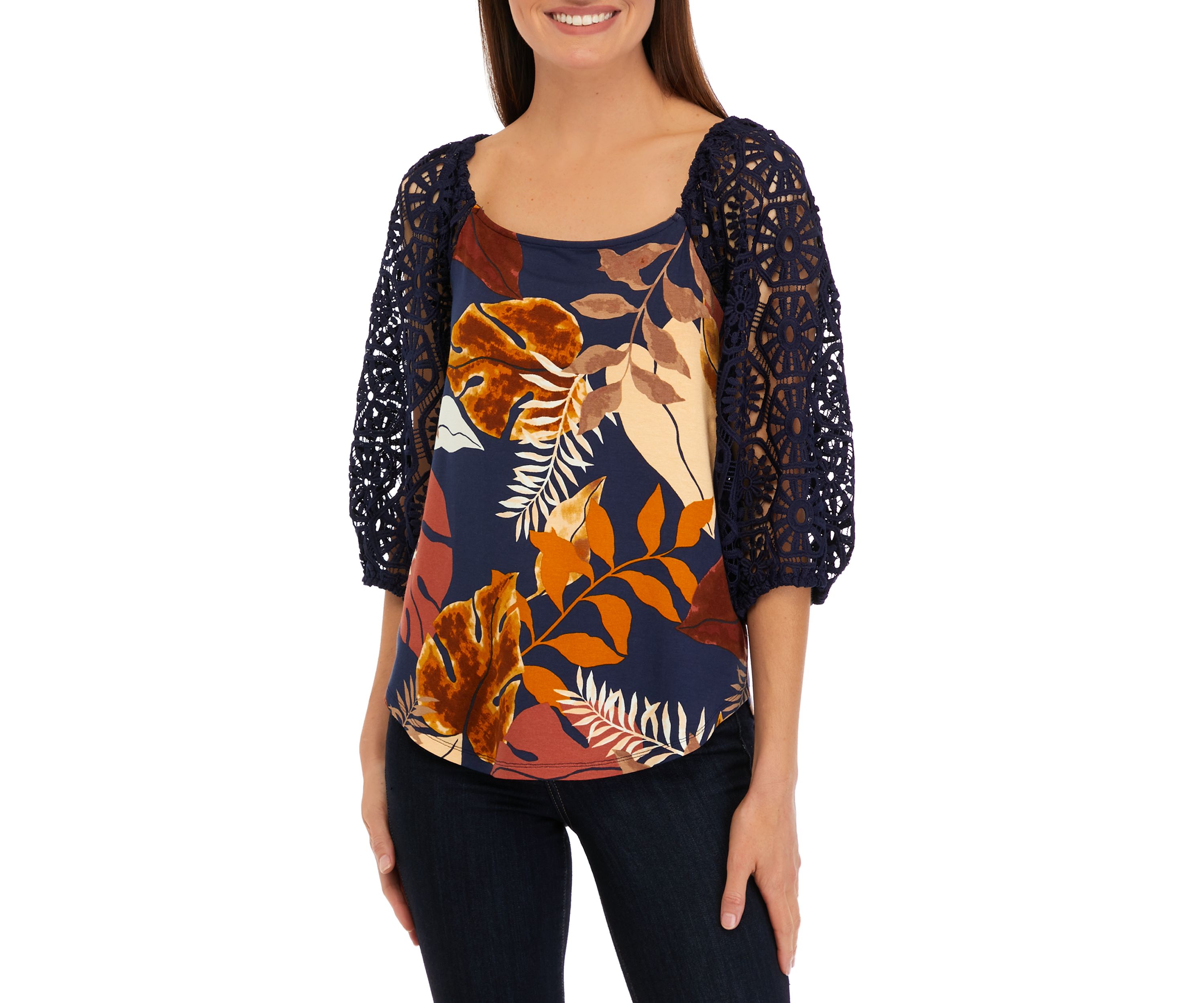 Womens Puff Sleeve Floral Top 