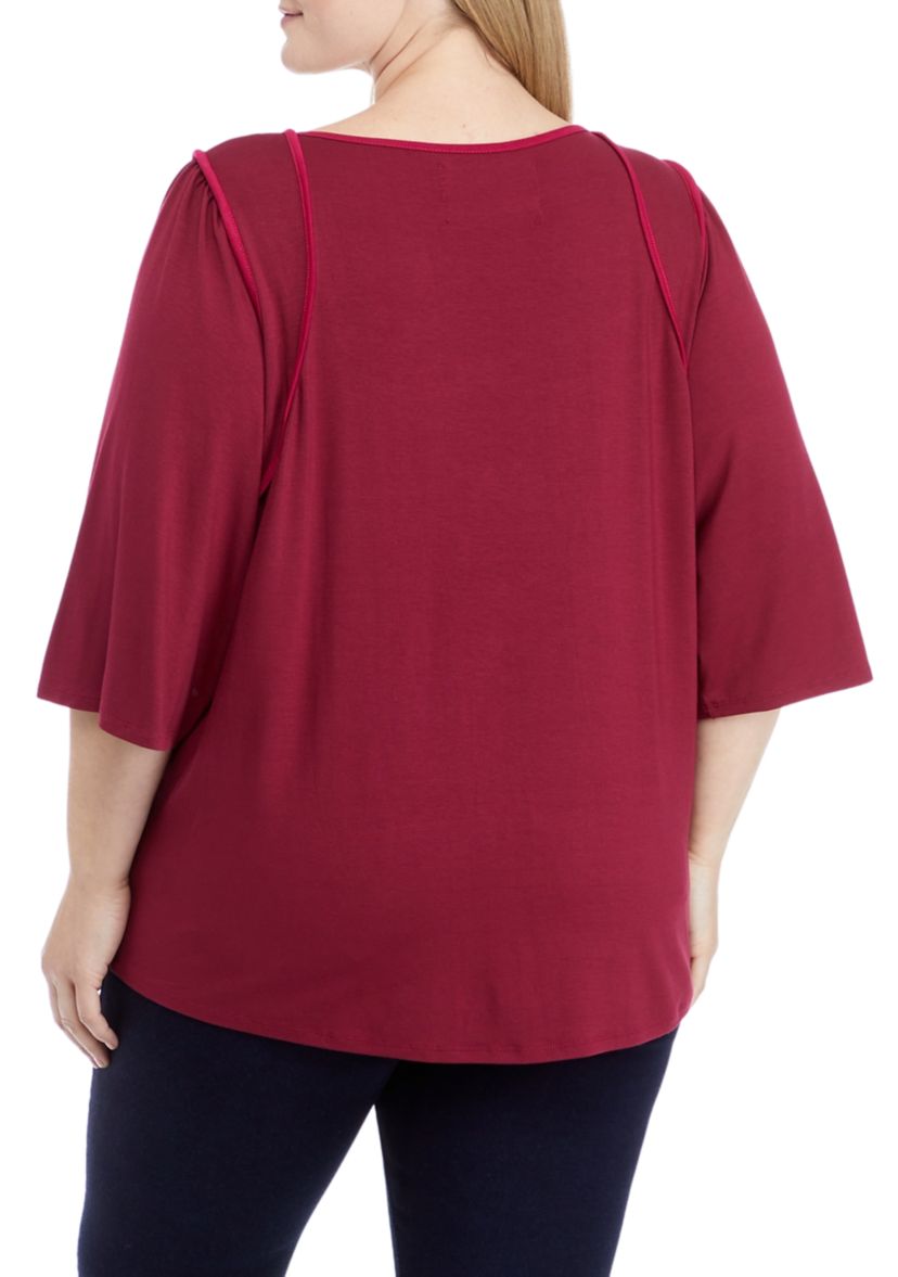 Plus Size 3/4 Sleeve Knit Top