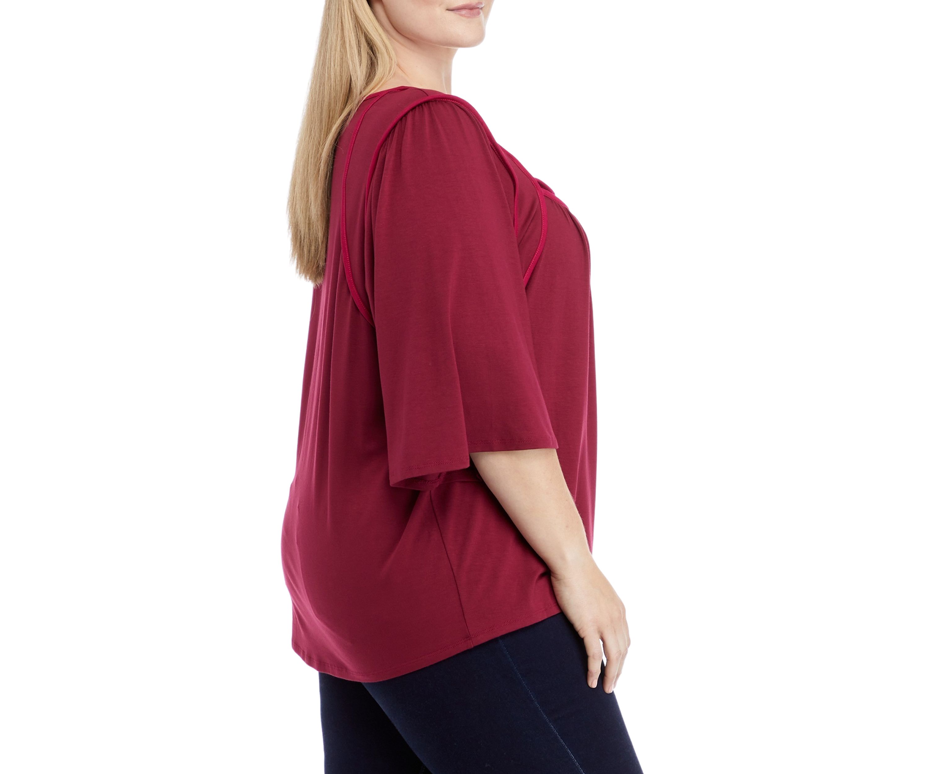 Plus Size 3/4 Sleeve Knit Top