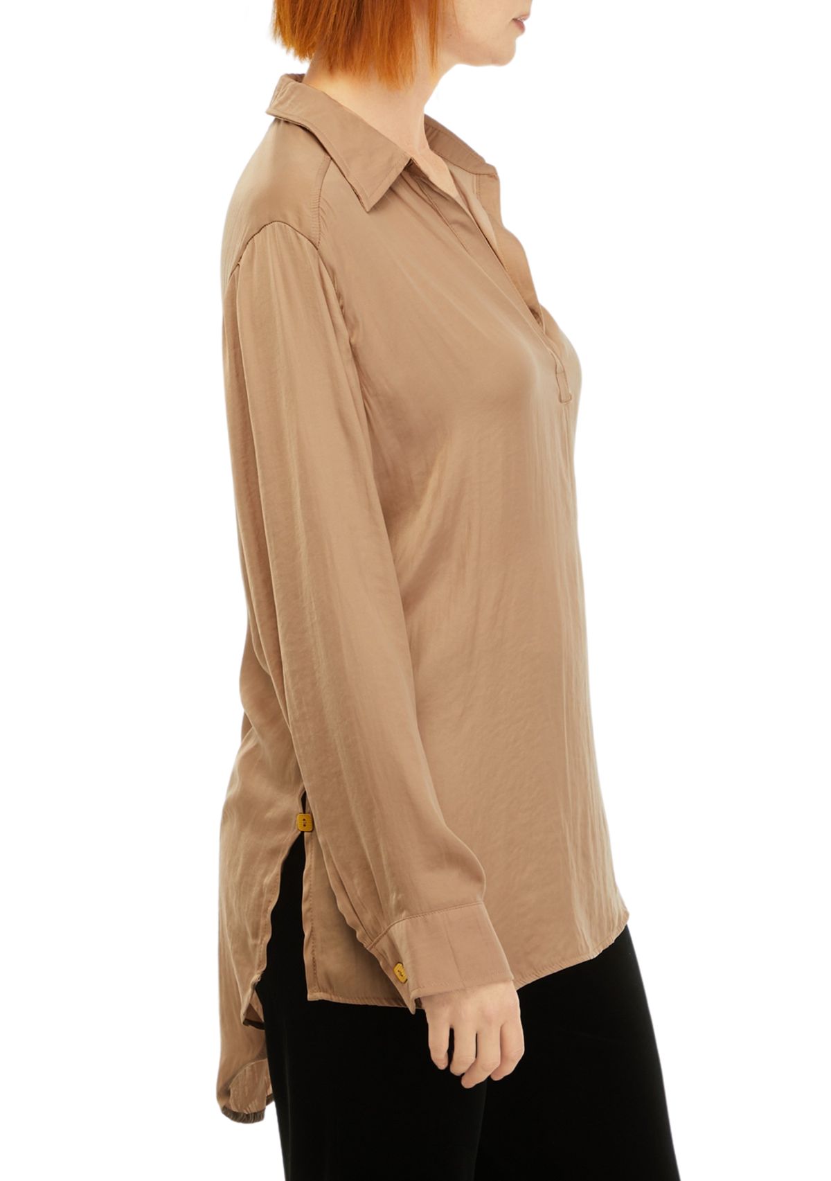 Womens High Low Button Front Top