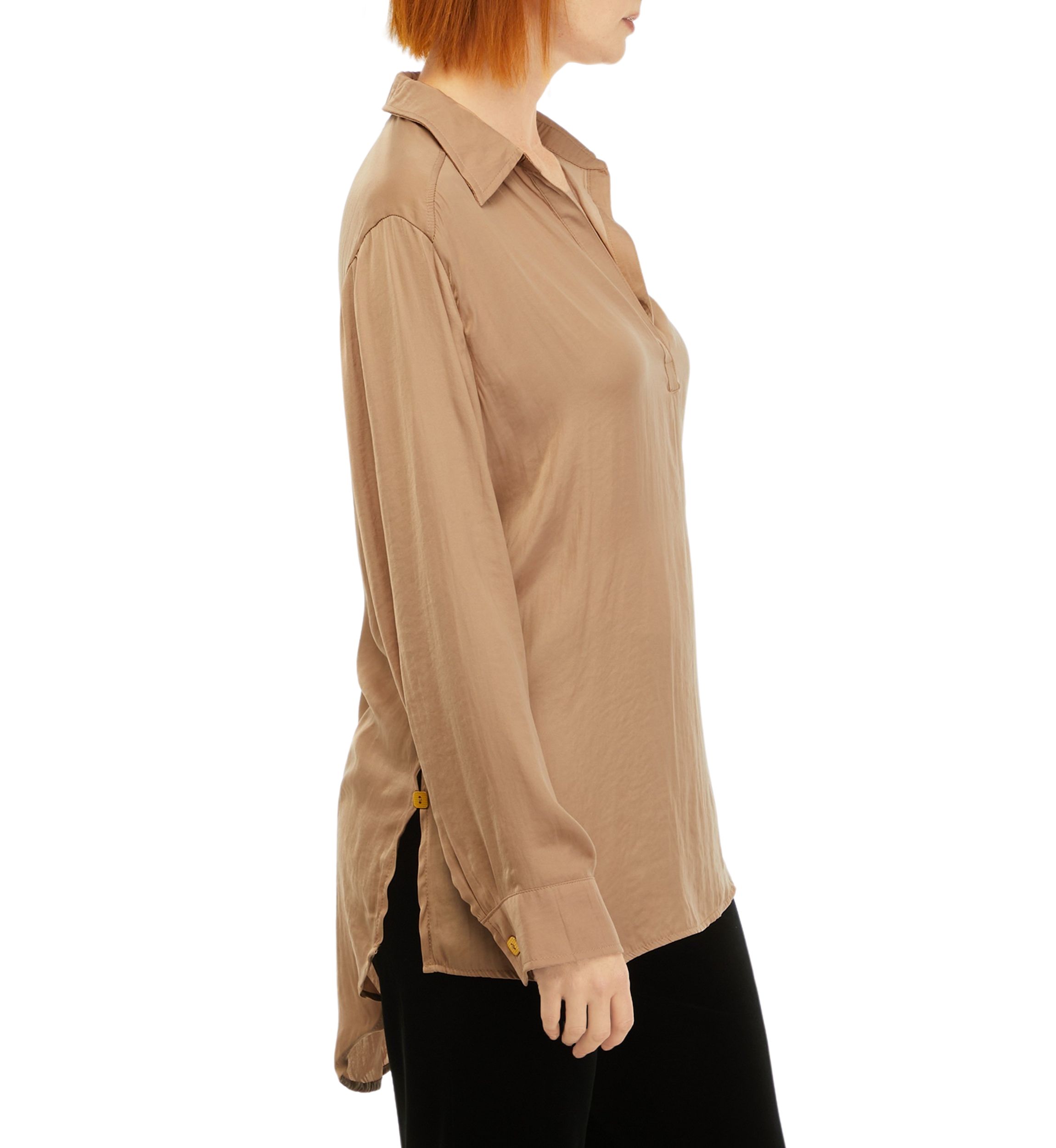 Womens High Low Button Front Top