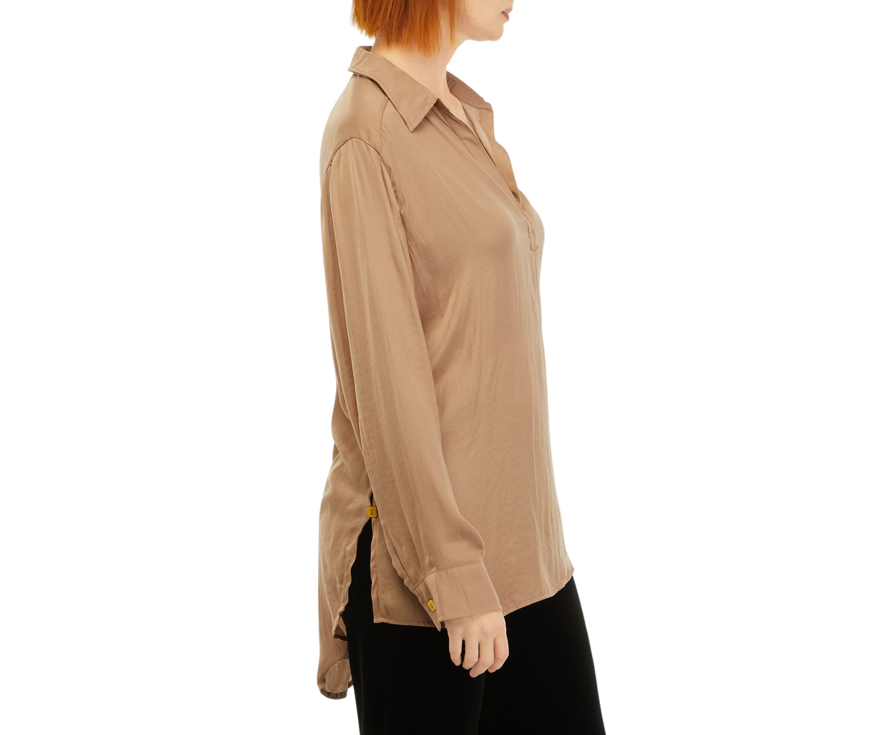 Womens High Low Button Front Top