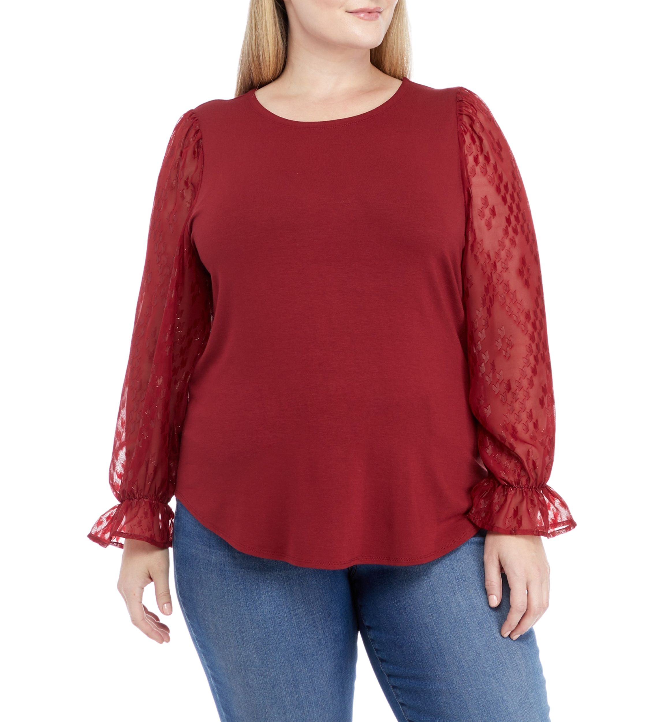 Plus Size Long Sleeve Julianna Crepe Top