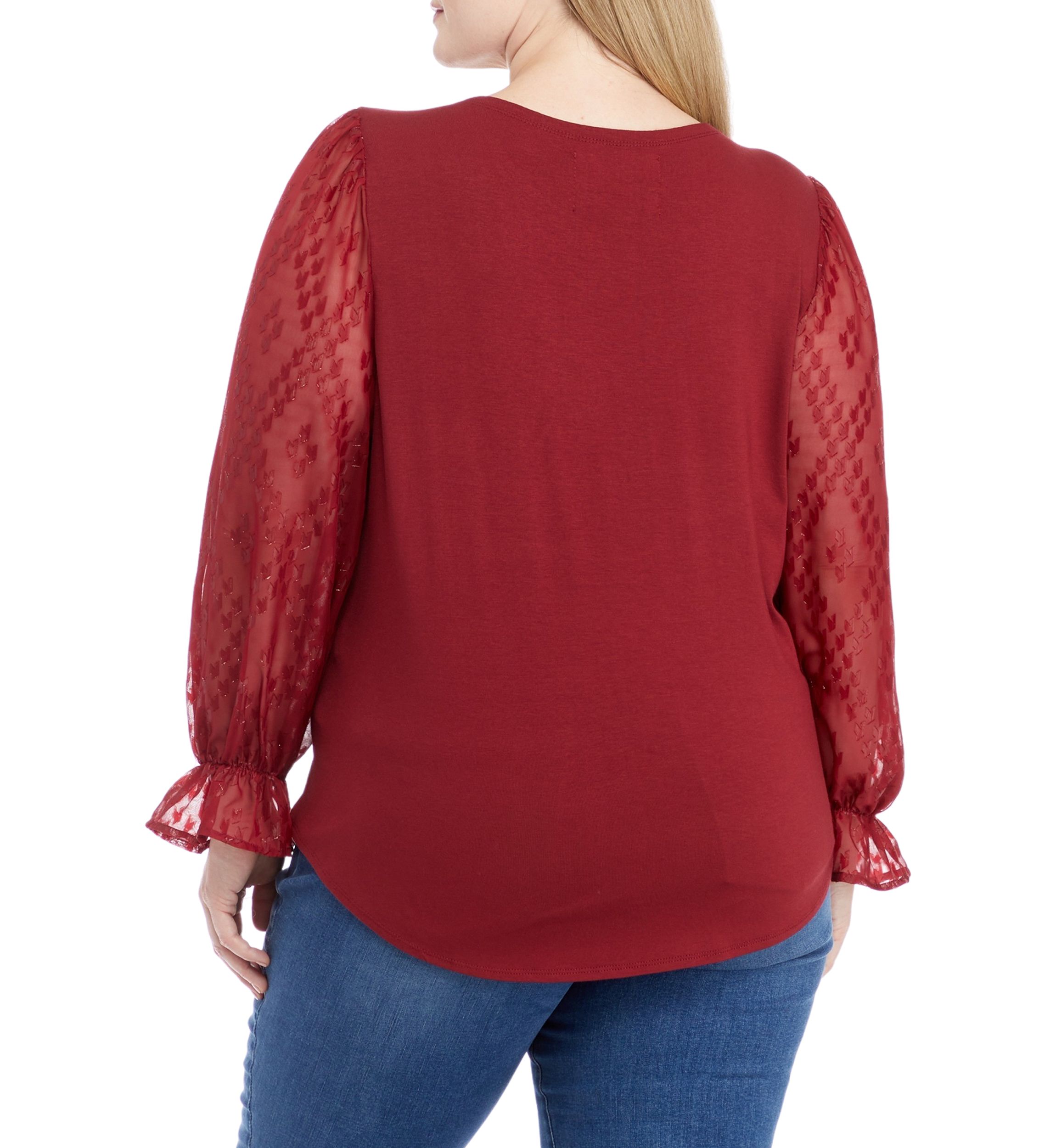 Plus Size Long Sleeve Julianna Crepe Top