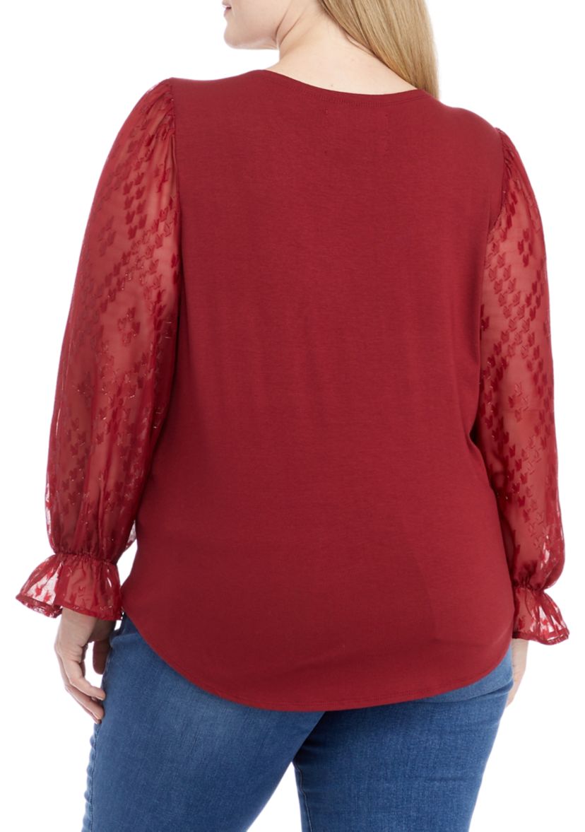 Plus Size Long Sleeve Julianna Crepe Top