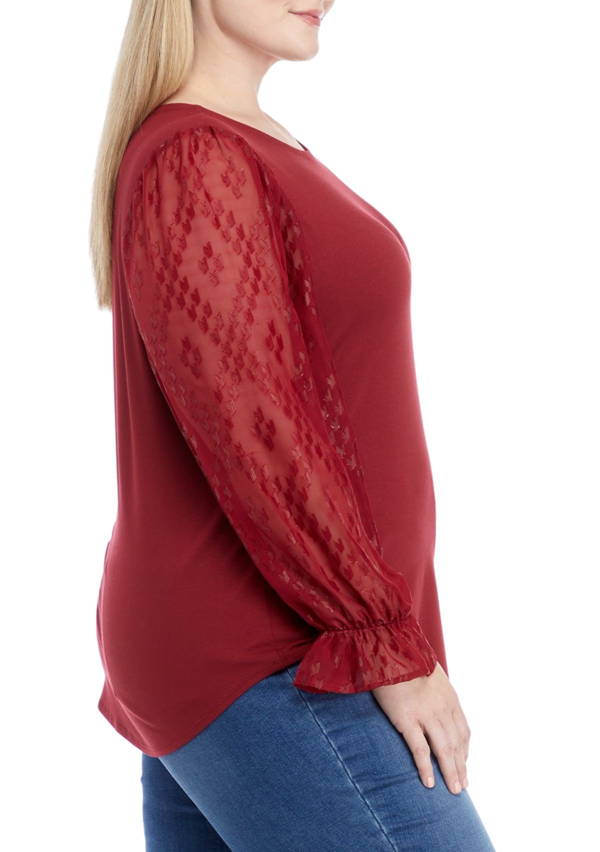Plus Size Long Sleeve Julianna Crepe Top