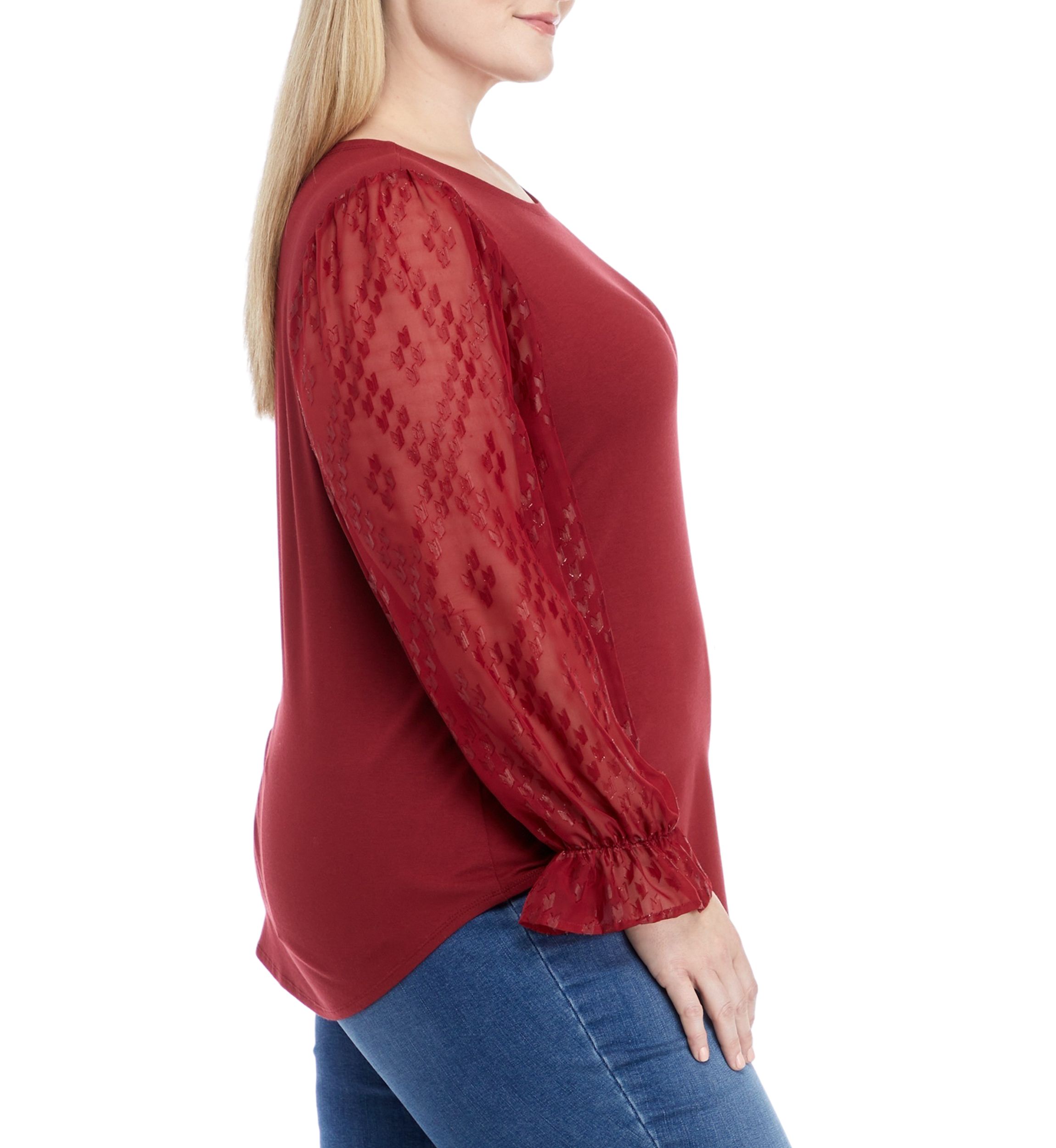 Plus Size Long Sleeve Julianna Crepe Top