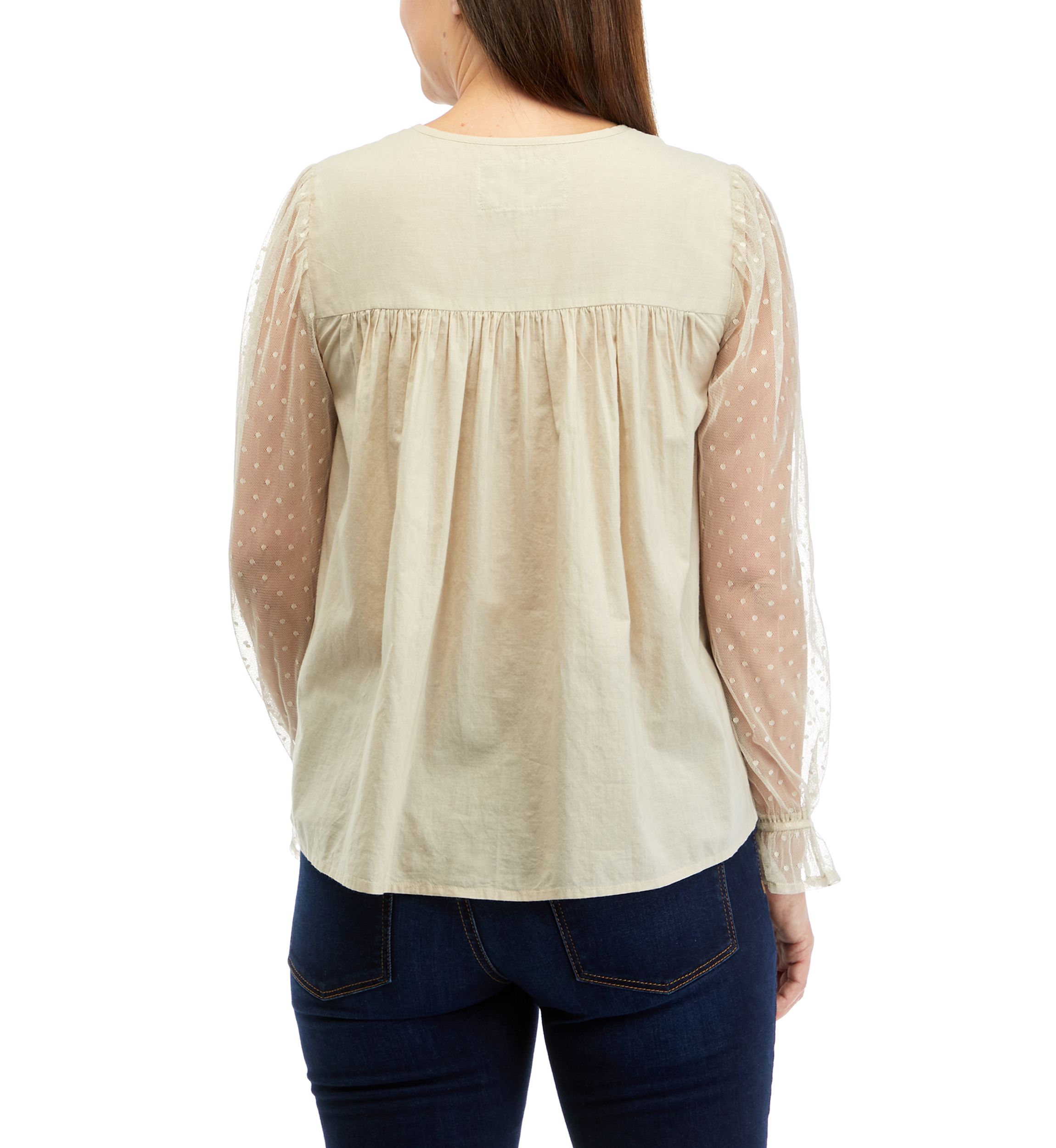 Womens Long Sleeve Sequin Embroidered Blouse