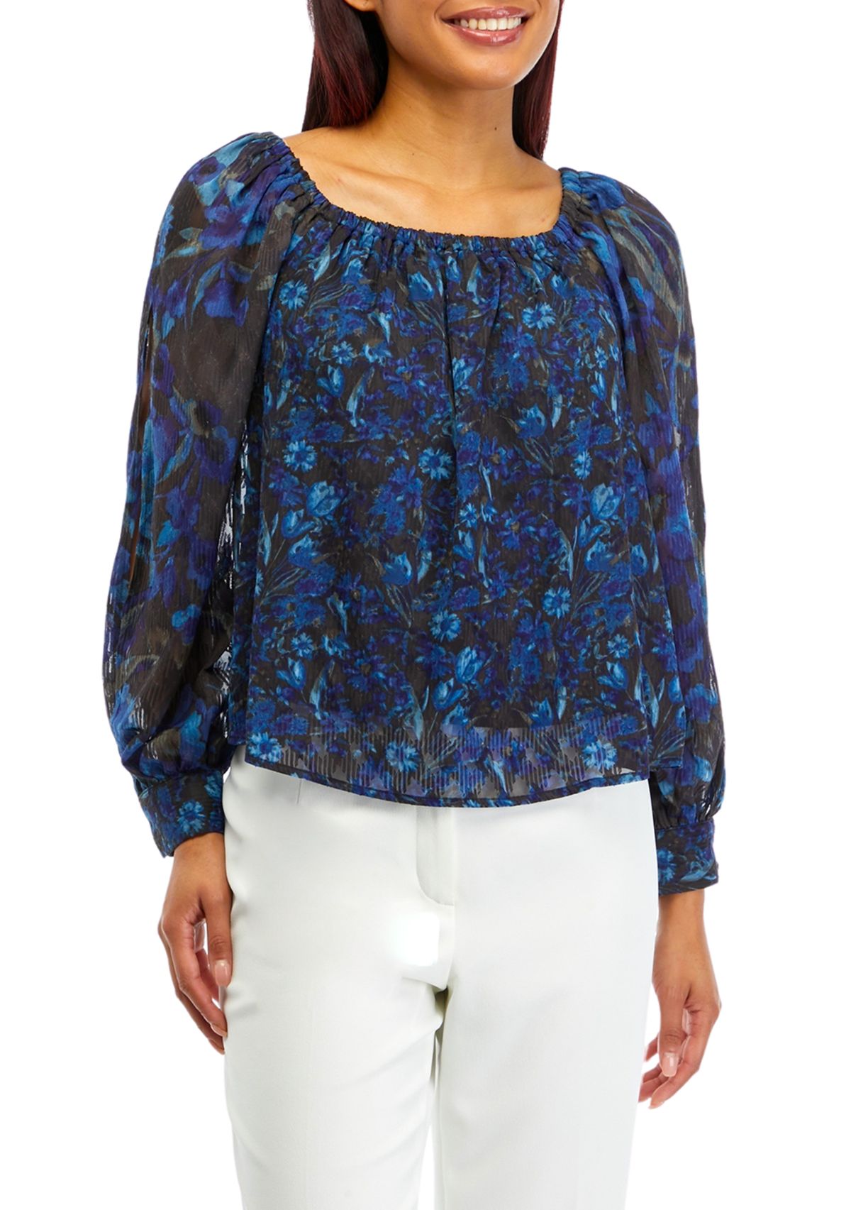 Womens Square Neck Printed Blouse