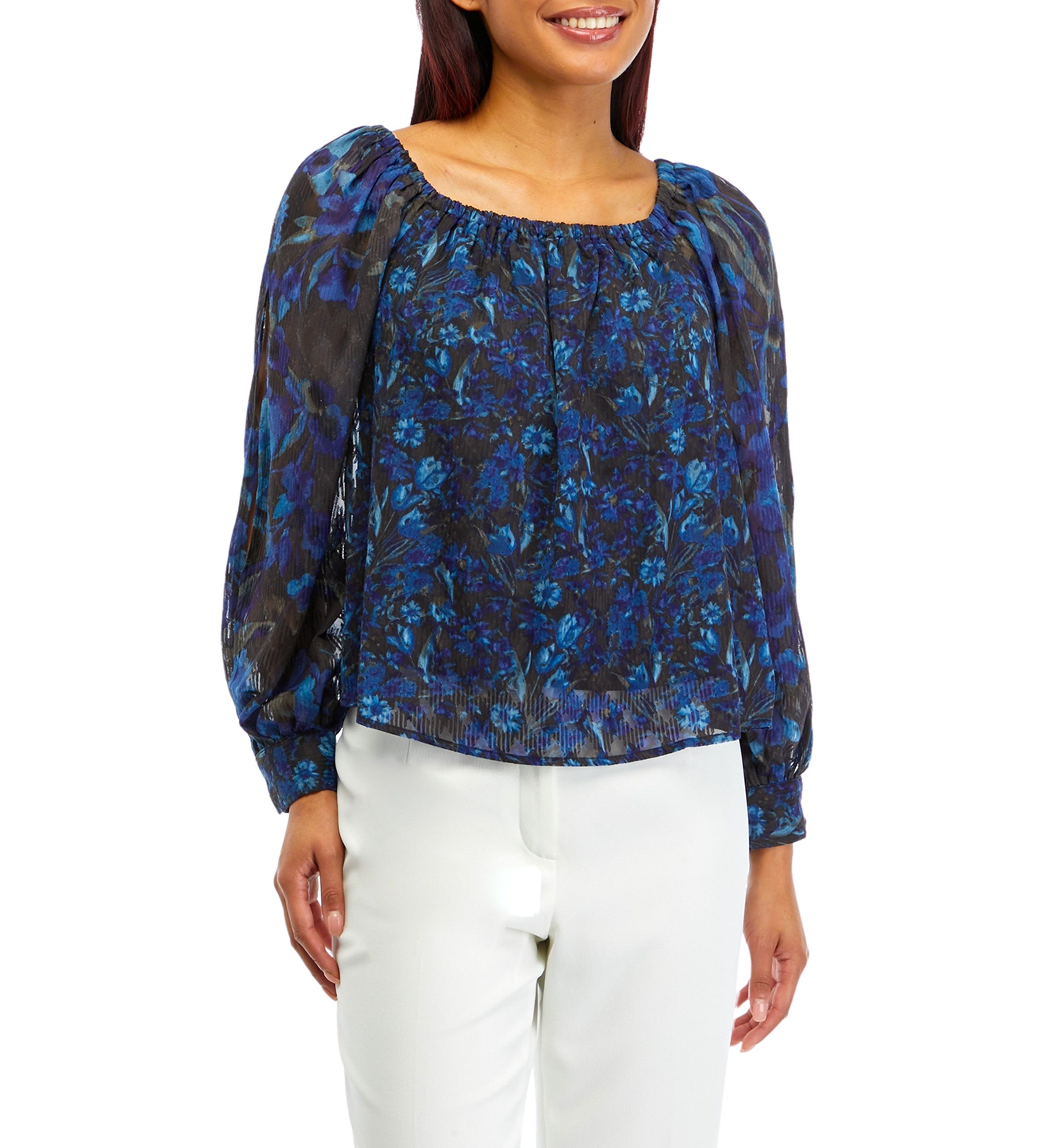 Womens Square Neck Printed Blouse