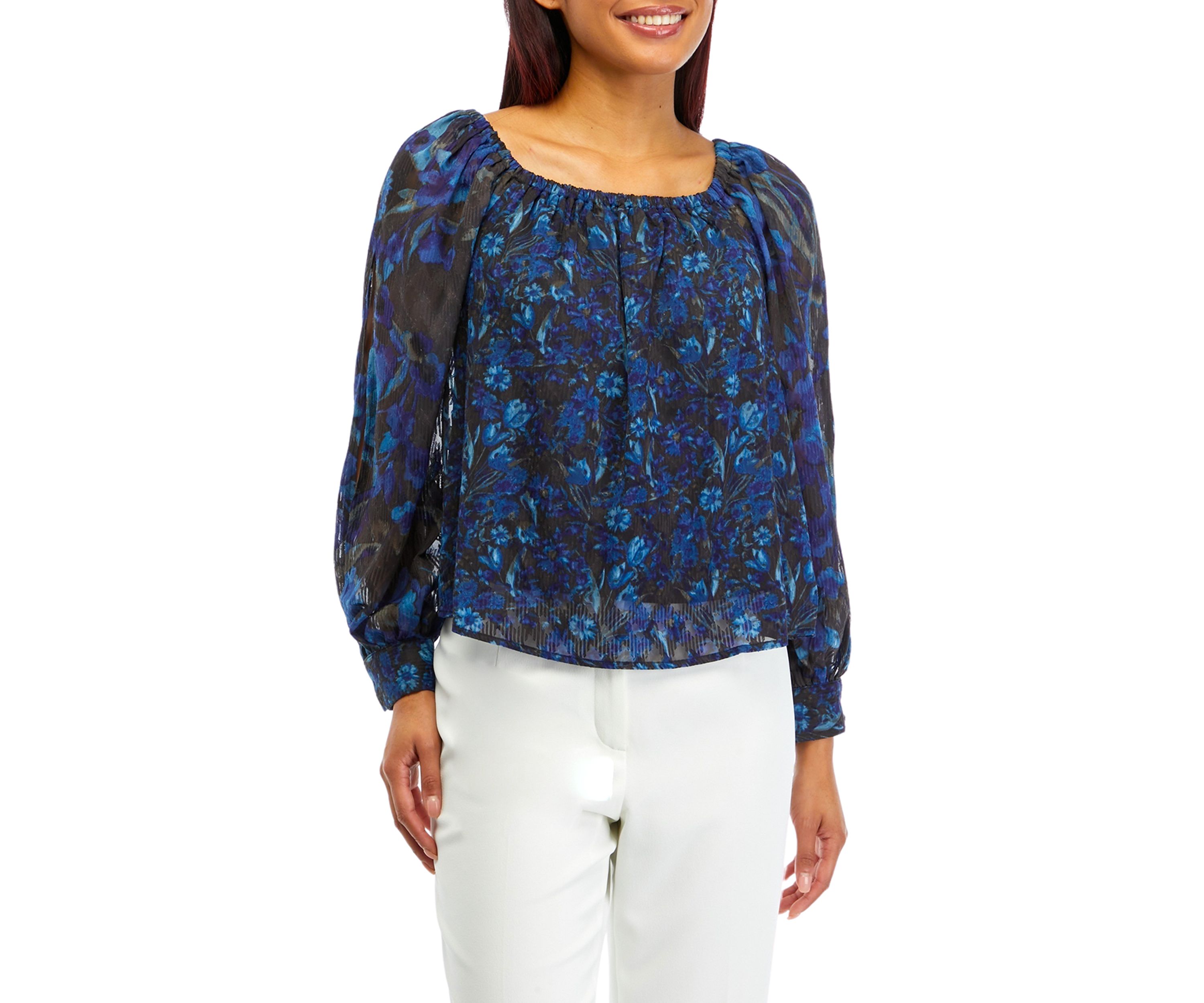 Womens Square Neck Printed Blouse
