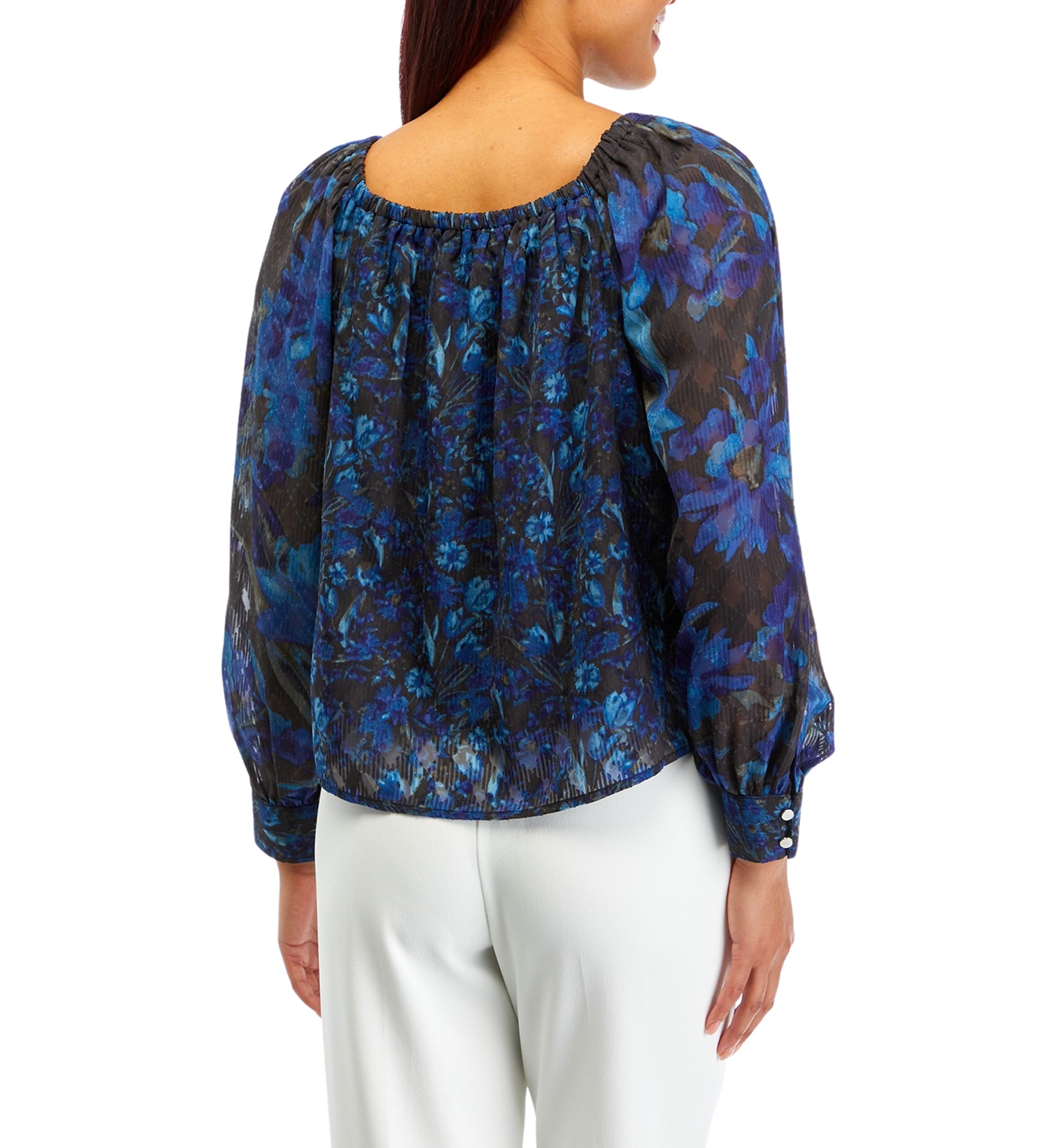 Womens Square Neck Printed Blouse
