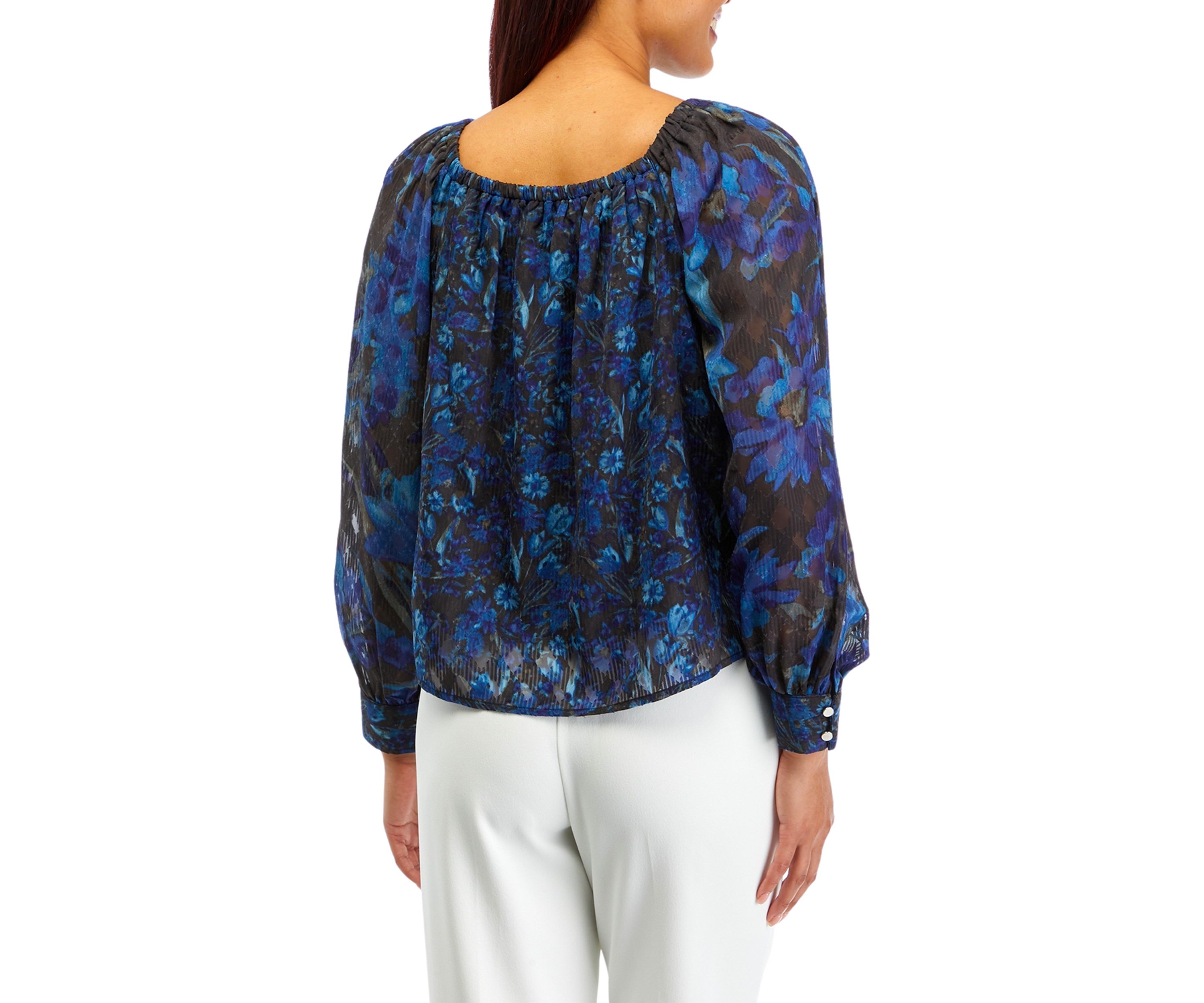 Womens Square Neck Printed Blouse