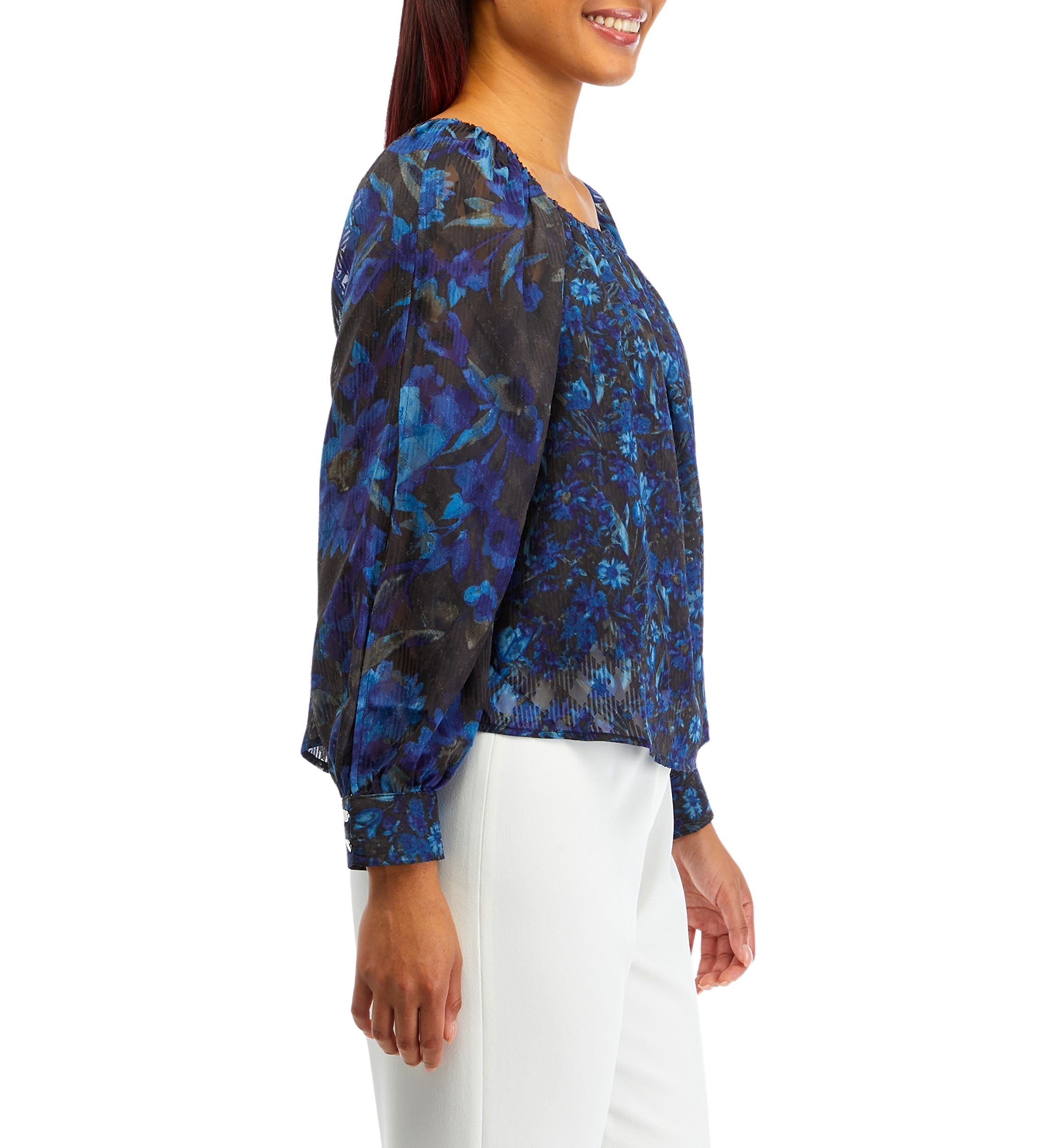 Womens Square Neck Printed Blouse