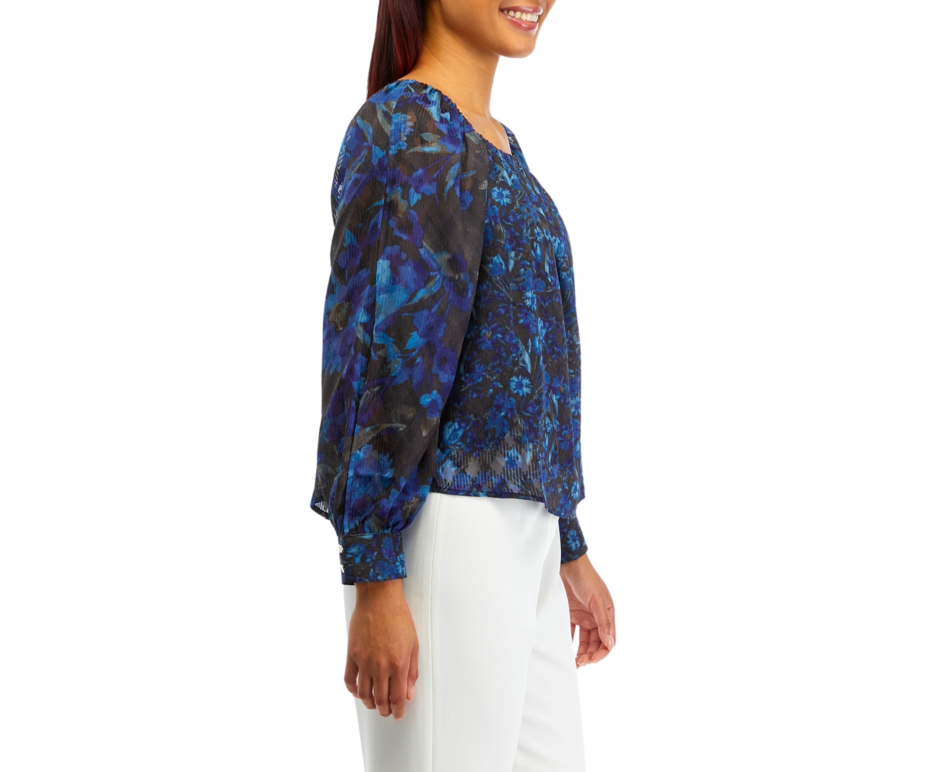 Womens Square Neck Printed Blouse