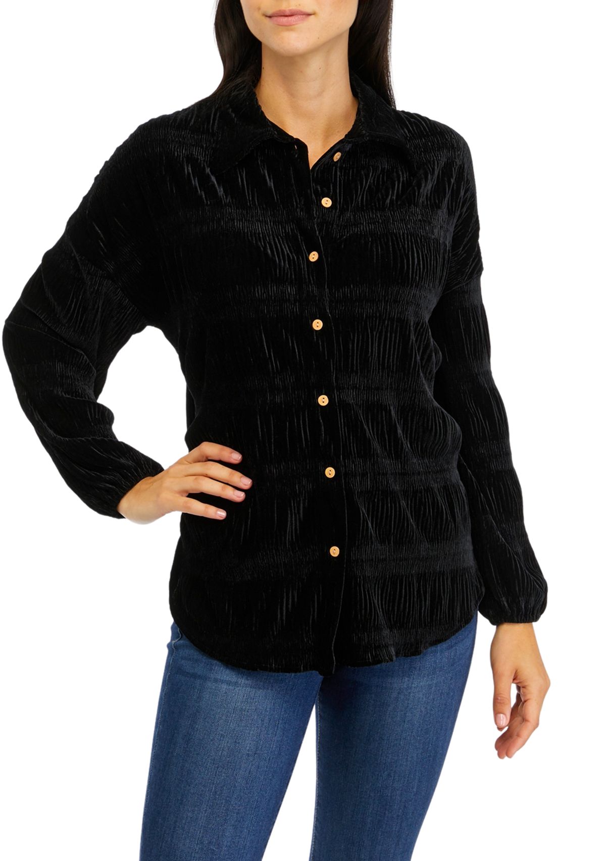 Womens Collar Button Front Shirt