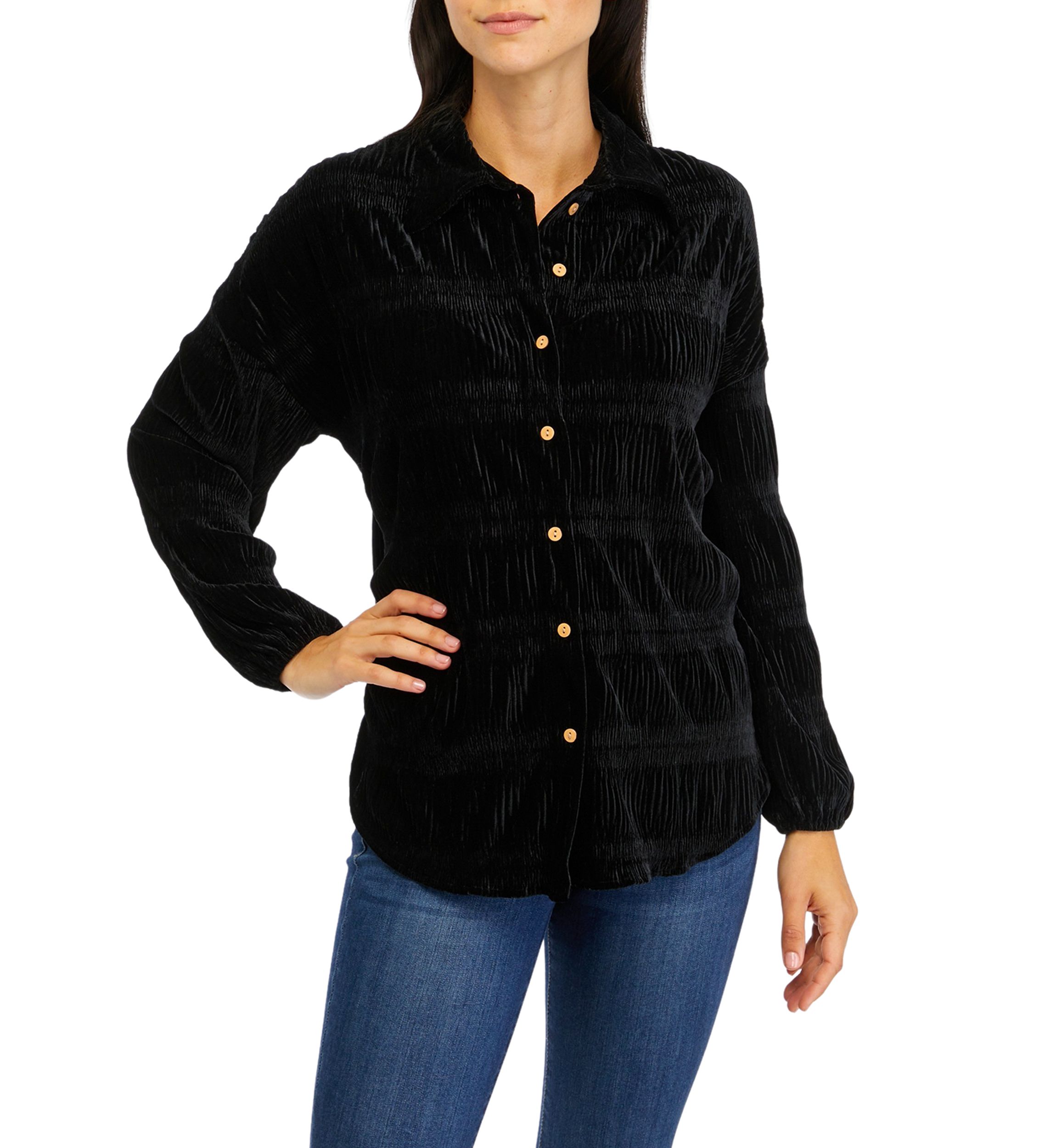 Womens Collar Button Front Shirt