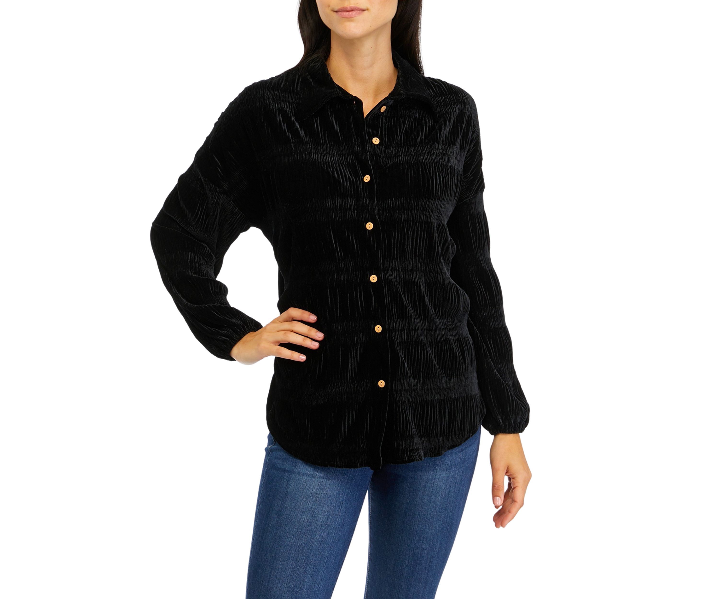 Womens Collar Button Front Shirt