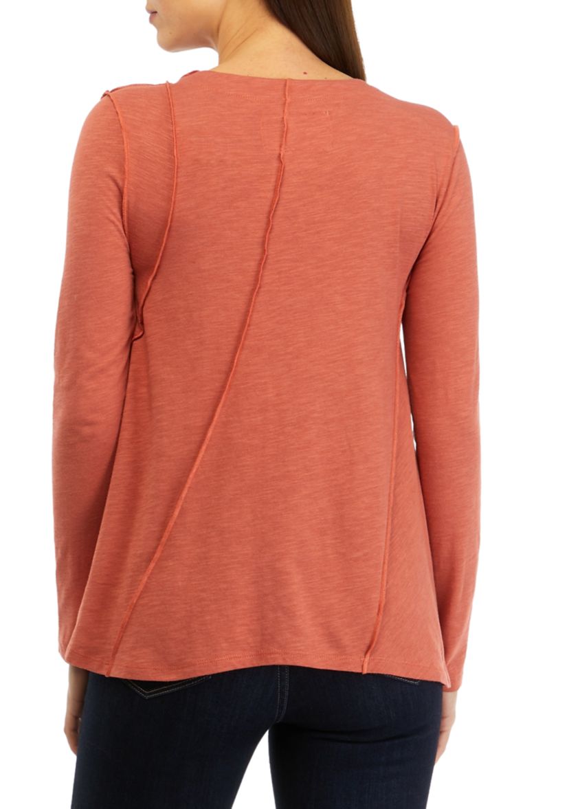 Womens Long Sleeve Asymmetrical Knit Top 