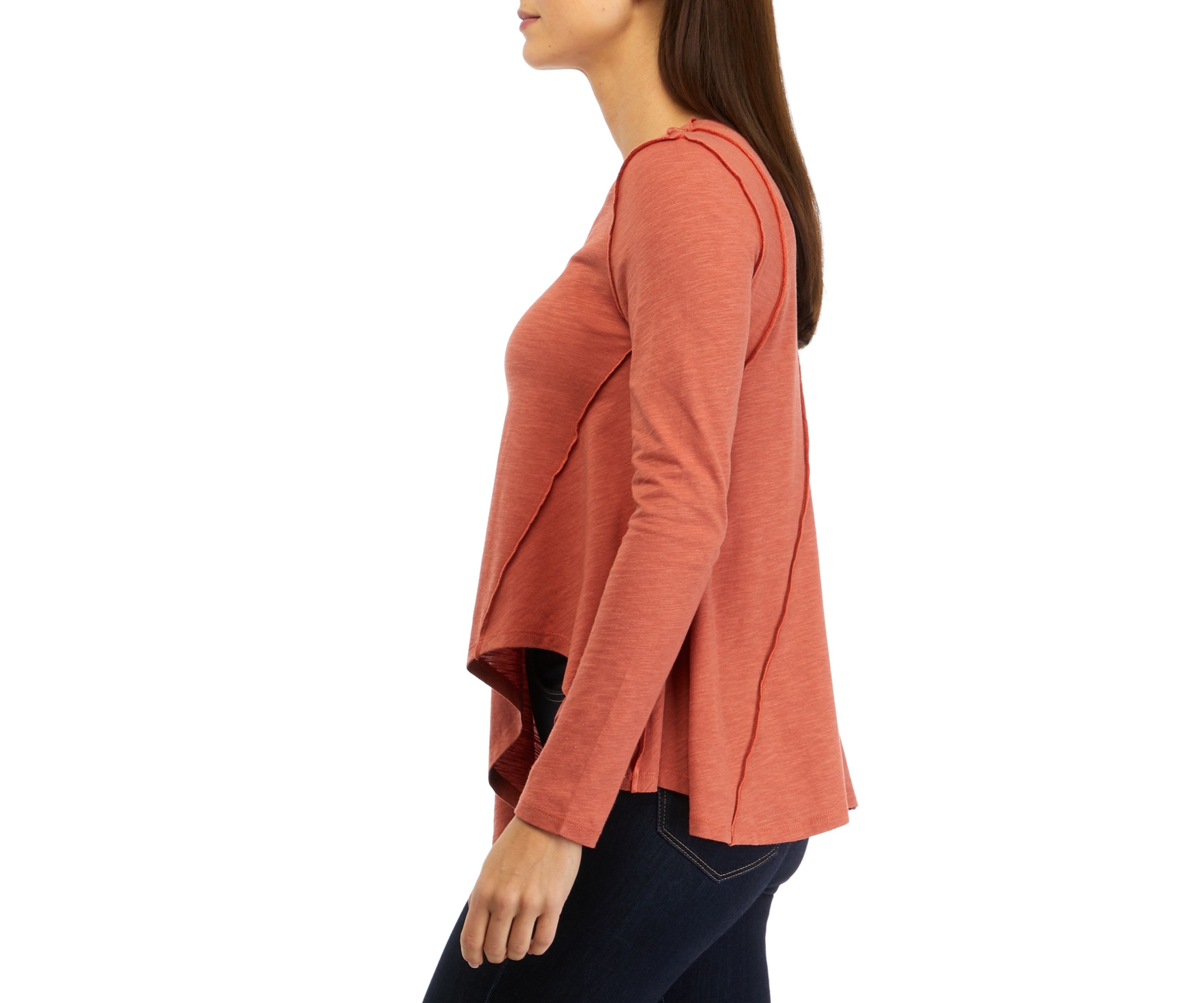 Womens Long Sleeve Asymmetrical Knit Top 