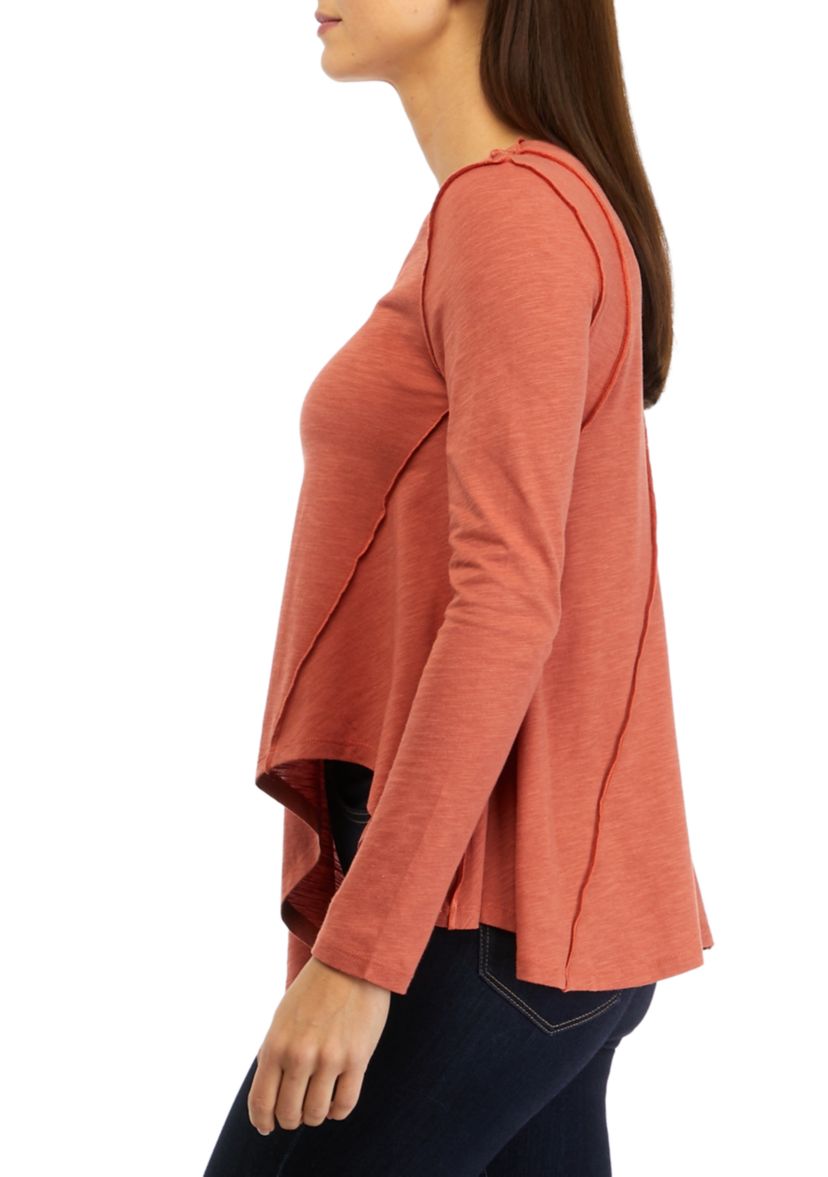 Womens Long Sleeve Asymmetrical Knit Top 
