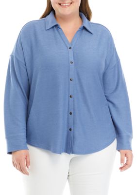 Cupio Women's Plus Size Nikki Knit Button Down Top, 2X