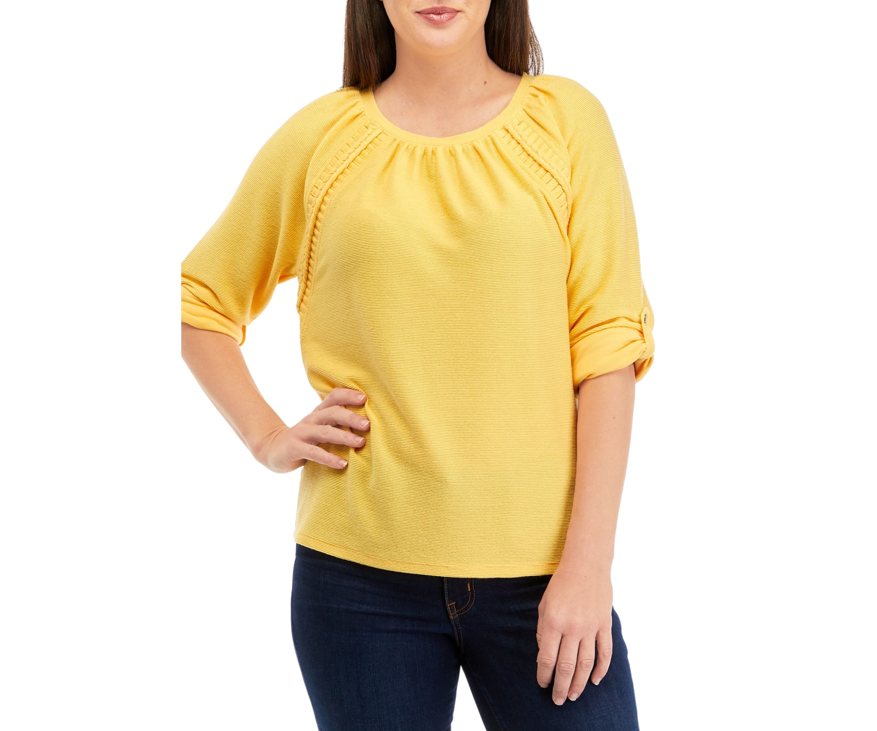 Womens Roll Tab Knit Top