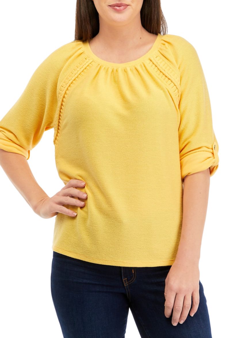 Womens Roll Tab Knit Top